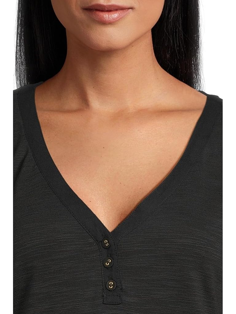 Black Tommy Bahama Ashby Isles Placket Puff Sleeve Top