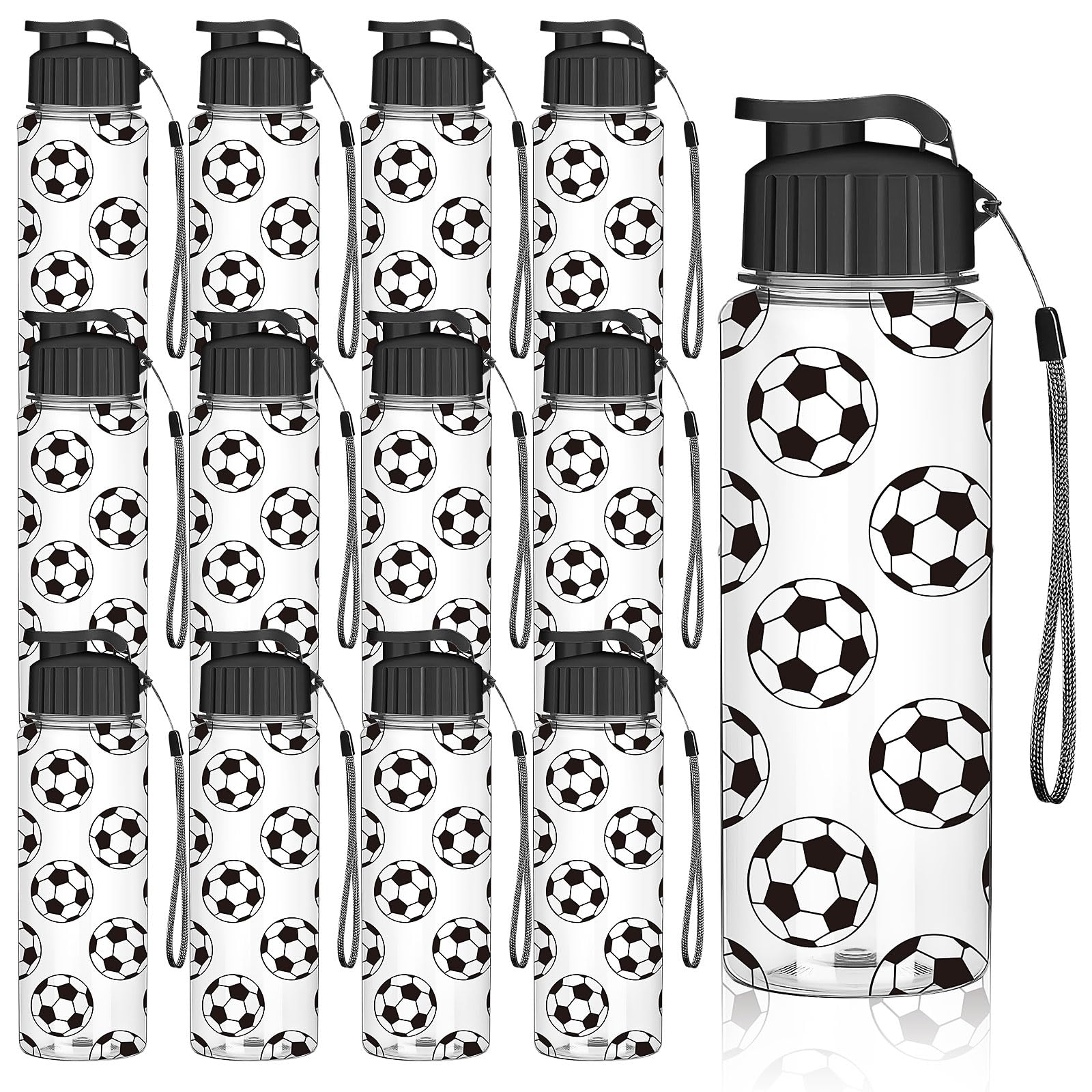 12 Pack 500ml Plastic Football Water Bottles Bulk with Leakproof Flip Top