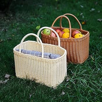 Amazon.co.jp: カゴバッグ 手編みかごバスケット 手提げバッグ