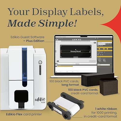 Miniatura 2 de Guest Flex - Paquete de impresión de tarjetas, etiquetas de bufé duraderas, fáciles de limpiar, personalizables, impresión rápida, monocromática, de