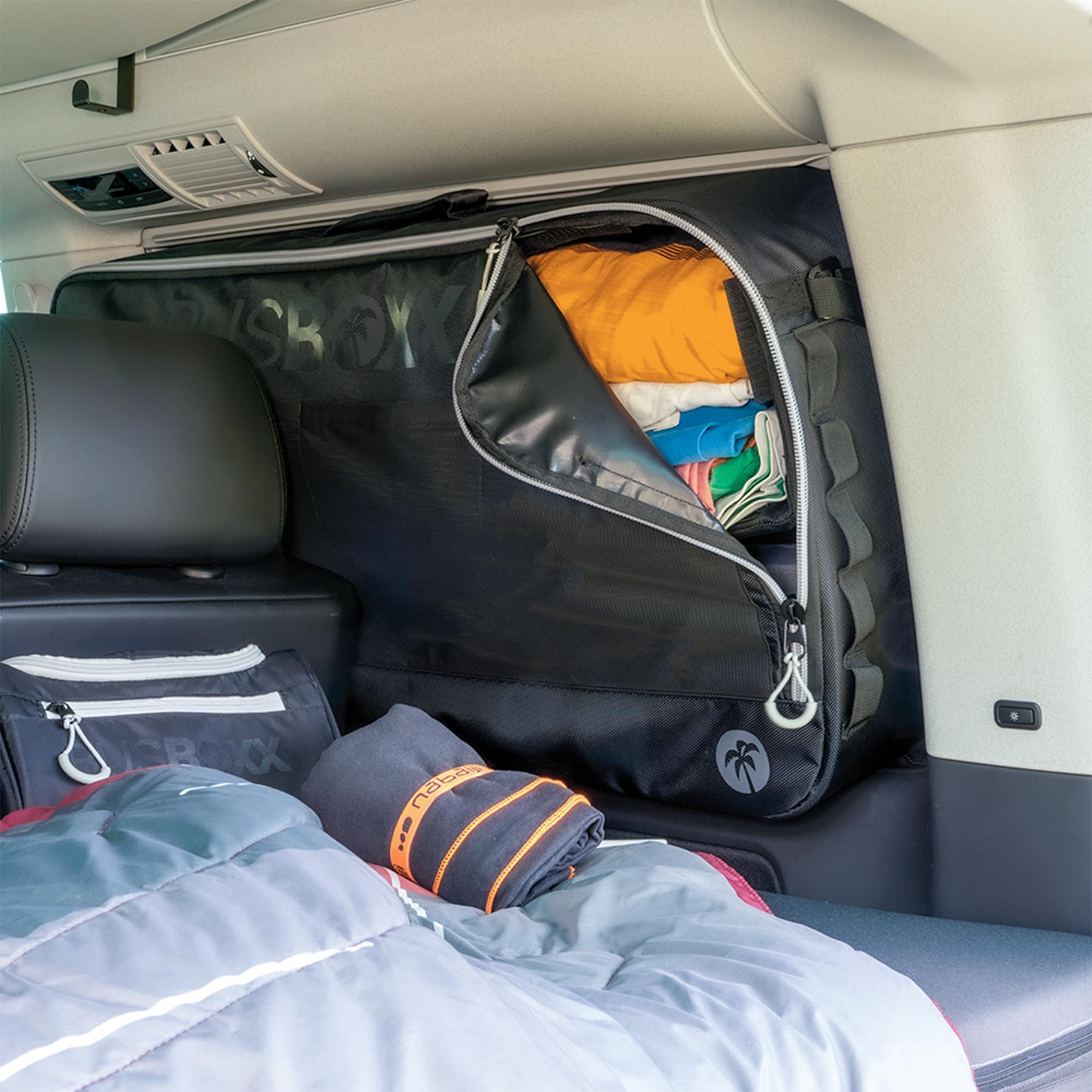 Bus-Boxx windowBOXX Sac de fenêtre pour Volkswagen T5, T6, T6.1 California Beach, Multivan avec store solaire, organiseur pour fenêtre, robuste et sur mesure
