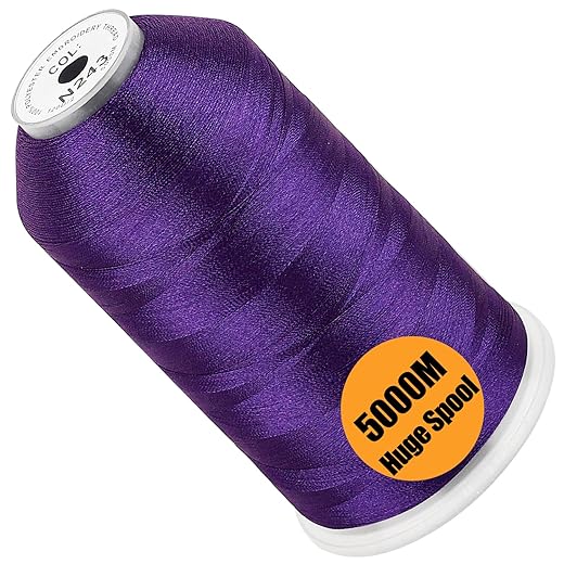 New brothread - Single Huge Spool 5000M Each Polyester Embroidery Machine Thread 40WT for Commercial and Domestic Machines - Royal Purple(Janome Color)