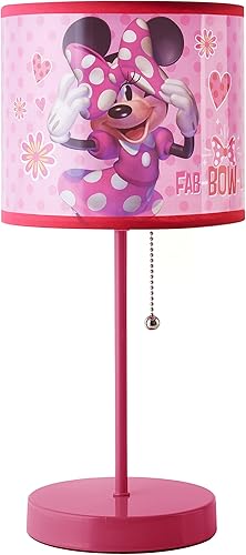Idea Nuova - Lámpara de mesa con brazo de tubo y pantalla impresa de Minnie Mouse, de Disney, 15.5 pulgadas de alto x 7.5 pulgadas de ancho