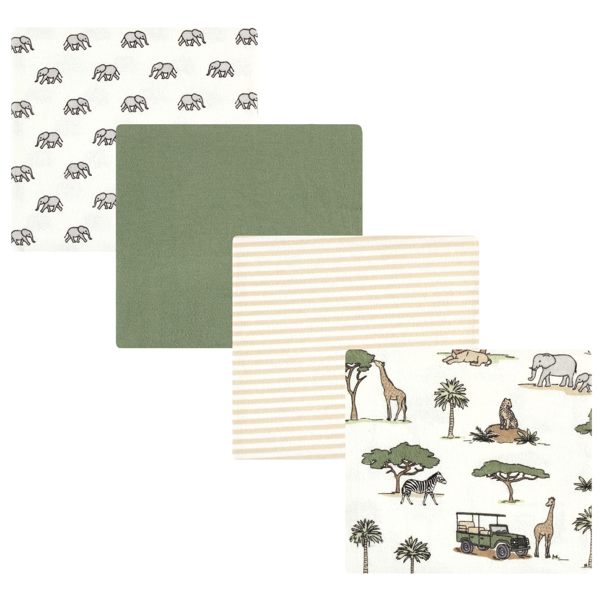 Hudson Baby Unisex Baby Cotton Poly Flannel Receiving Blankets, Going On Safari, One Size