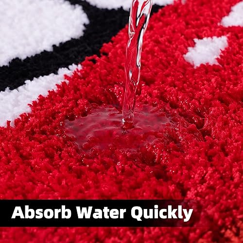 Miniatura 6 de Panstar Alfombra de baño de labios rojos, bonita y divertida alfombra de baño con forma de labios mordedores, antideslizante, absorbente, alfombra