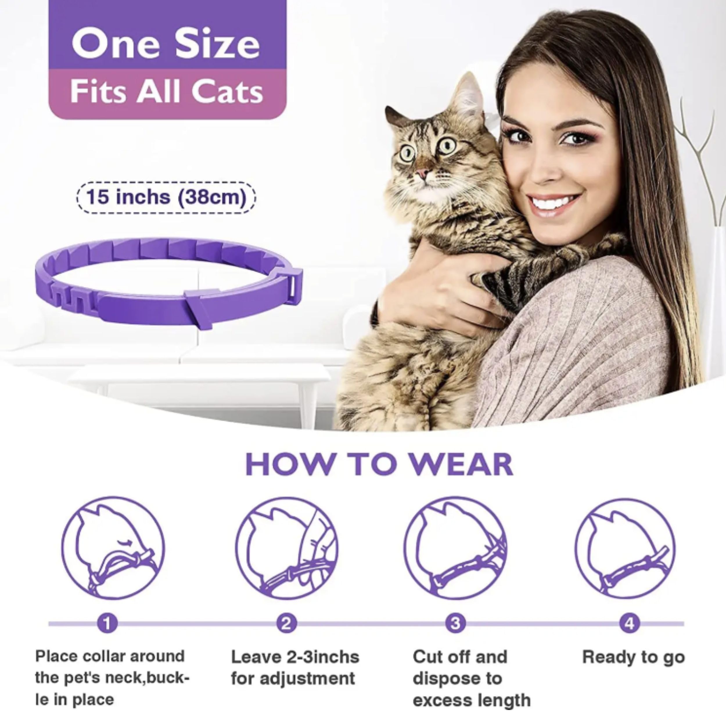 Calming Collar, Behavior and Calming Collar for Cats, 2Ct, Long-Lasting Pheromone Helps for 60 Days, Designed to Reduce Stress and Anxiety, Loud Noises, and Separation - image 7