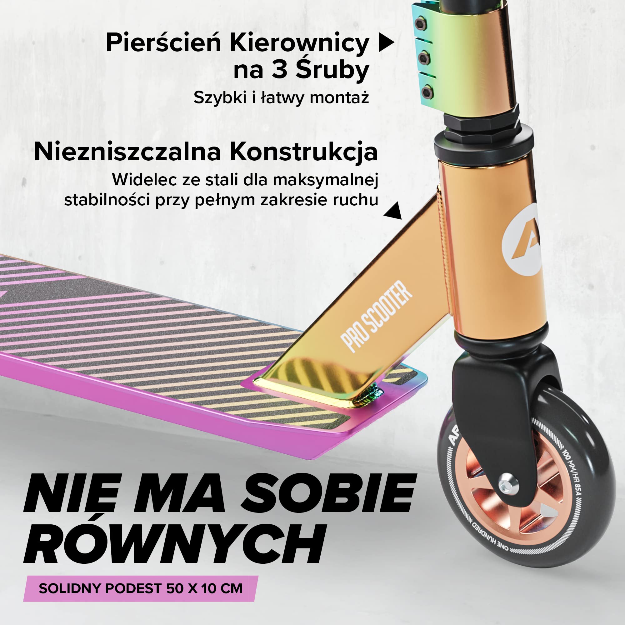 Apollo Genius Pro hulajnoga wyczynowa - wytrzymała hulajnoga dziecięca z łożyskiem kulkowym ABEC 9 | Trick Roller, hulajnoga wyczynowa, dla dzieci od 6 lat, idealna również jako hulajnoga miejska