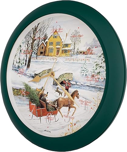 Vista 67 de JUSTIME Reloj de pared de caoba de 14 pulgadas con 12 villancicos de Navidad, elegancia atemporal Wsh Caoba