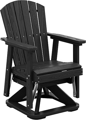SERWALL Adirondack - Silla giratoria de polietileno de alta densidad para exteriores, silla planeadora giratoria para todo tipo de clima para