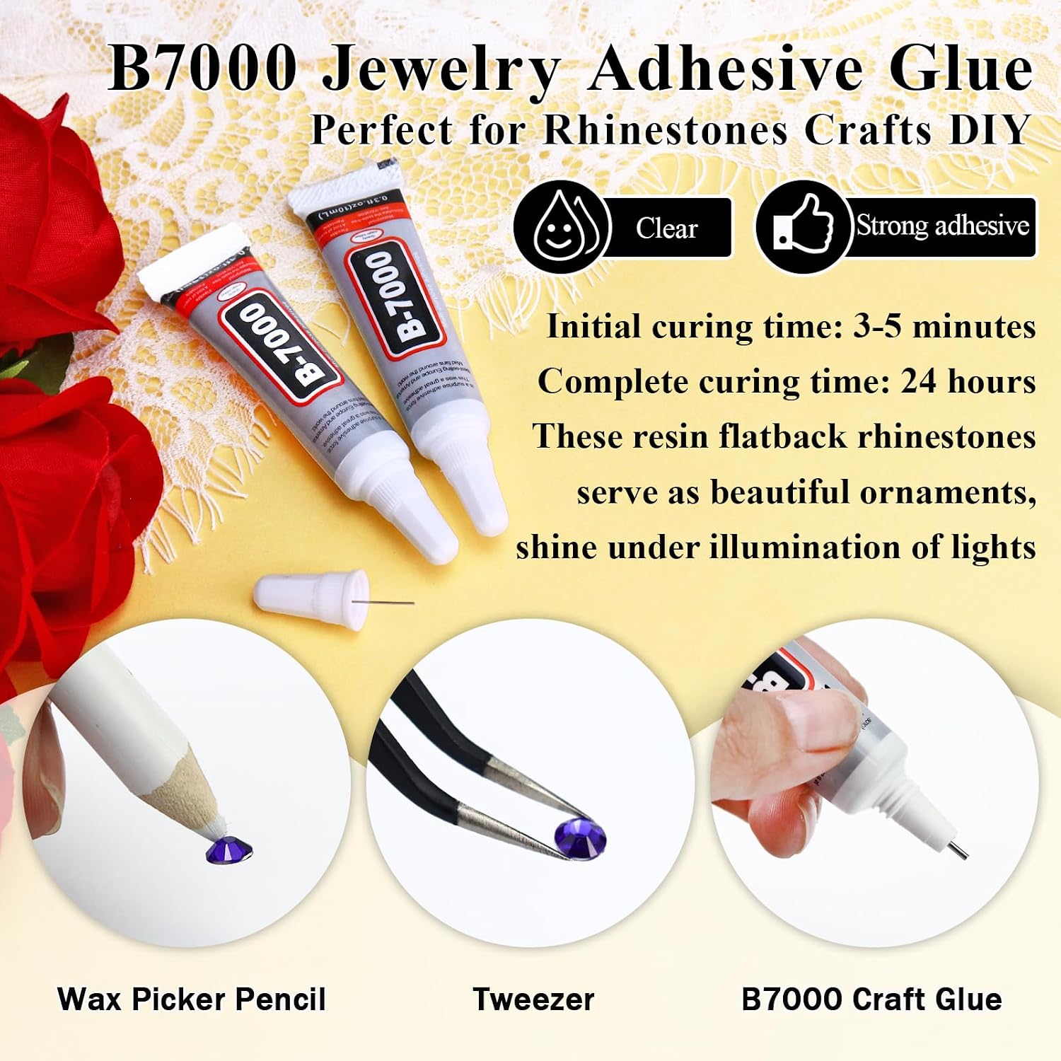 25000PCS Gold Jelly Non-Hotfix Resin Rhinestones, Mixed 2MM 3MM 4MM 5MM 6MM Flatback Rhinestone for Crafts Tumblers Bags Graduation Cap Celebration Makeup Bling Decoration image 4
