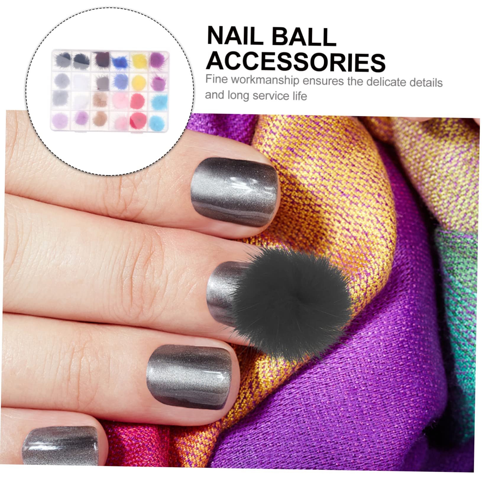 FRCOLOR 72pièces Décoration Ongles Accessoires De Manucure Boules Fluffy Détaillables Pour Créations Artistiques De Nail Art
