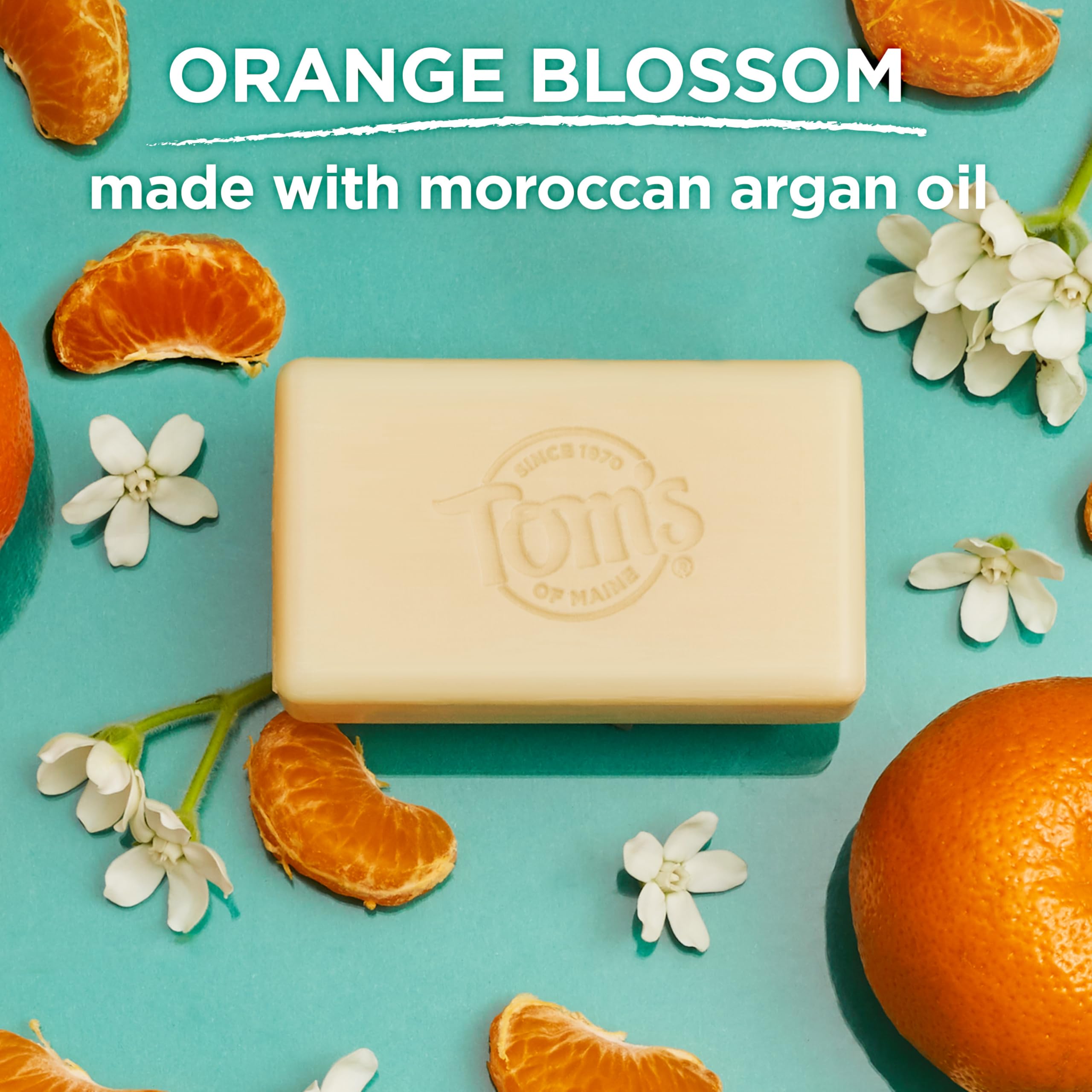 Tom's of Maine - Jabón de belleza natural con aceite de argán marroquí, barra de belleza naranja, 5 oz, 6 unidades