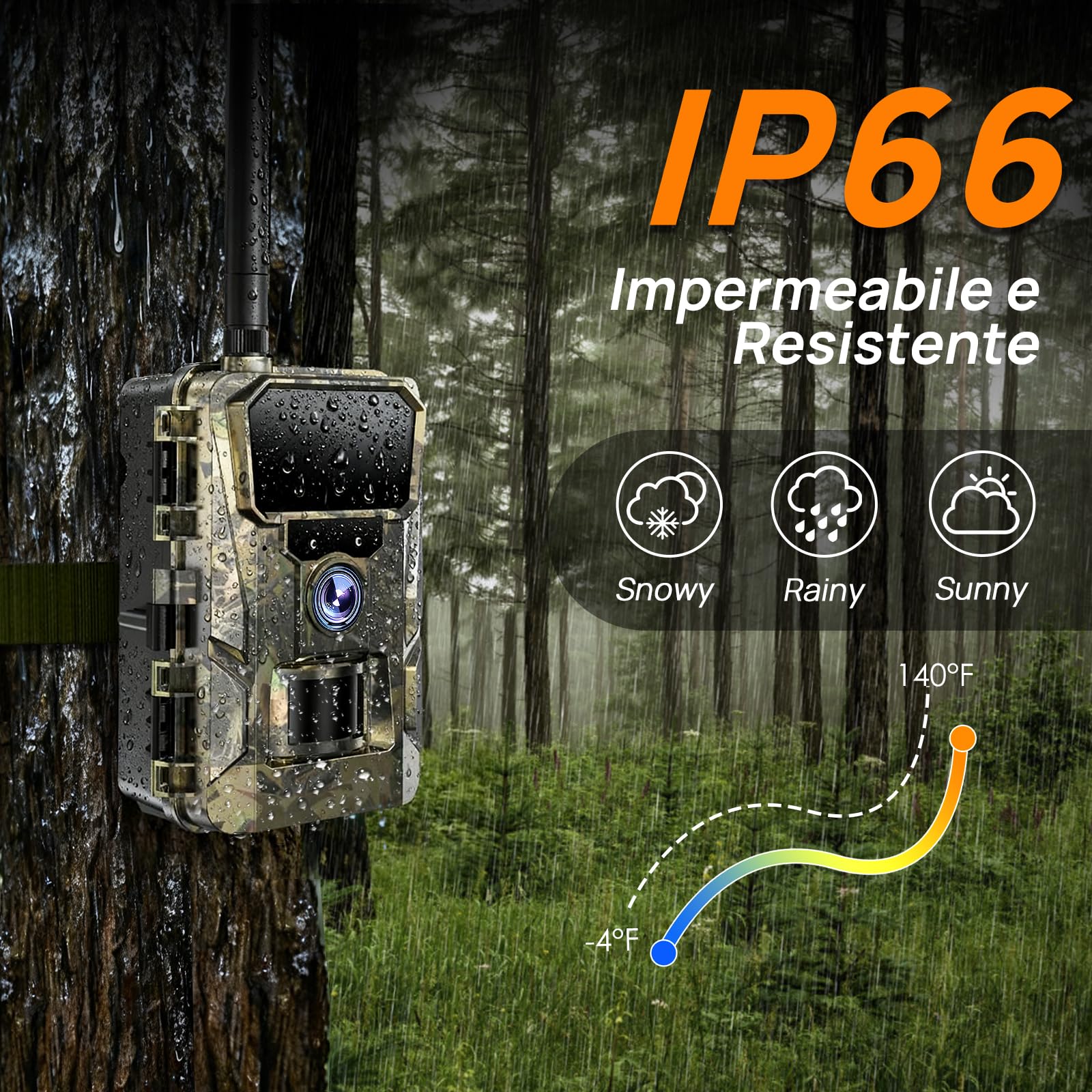 iZEEKER 2 en 1 Fototrappola Solare 4G LTE con SIM e 64GB Scheda Micro SD, HD 48MP Fotocamera Caccia Visione Notturna, Batteria 5200mAh, APP Controllo Remoto, Senza Wi-Fi, IP66 Impermeabile per Fauna