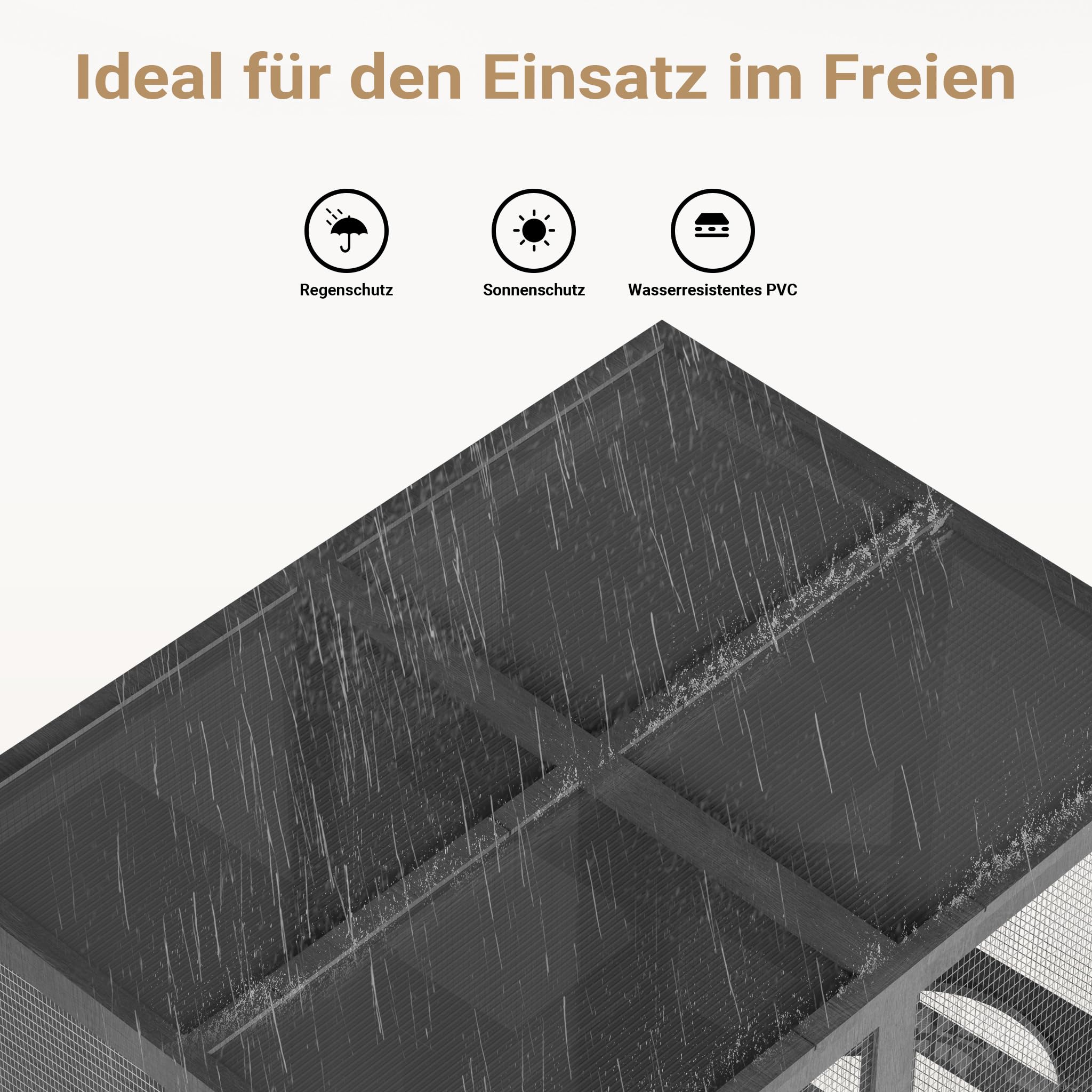 Wiltec Freilaufgehege Katzen 116 x 82 x 175,7 cm, Katzenfreigehege Holz mit PVC-Beschichtung, Außengehege 5 Ebenen, Katzengehege für Garten, Balkon