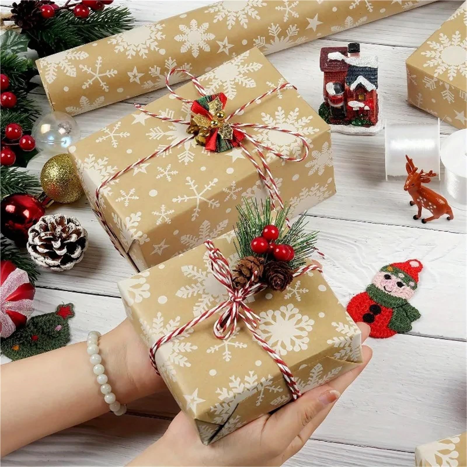 Geschenkpapier Große Rolle Kraftpapier for Weihnachten, DIY-Bastel-Verpackungsbögen for Weihnachtsbäume