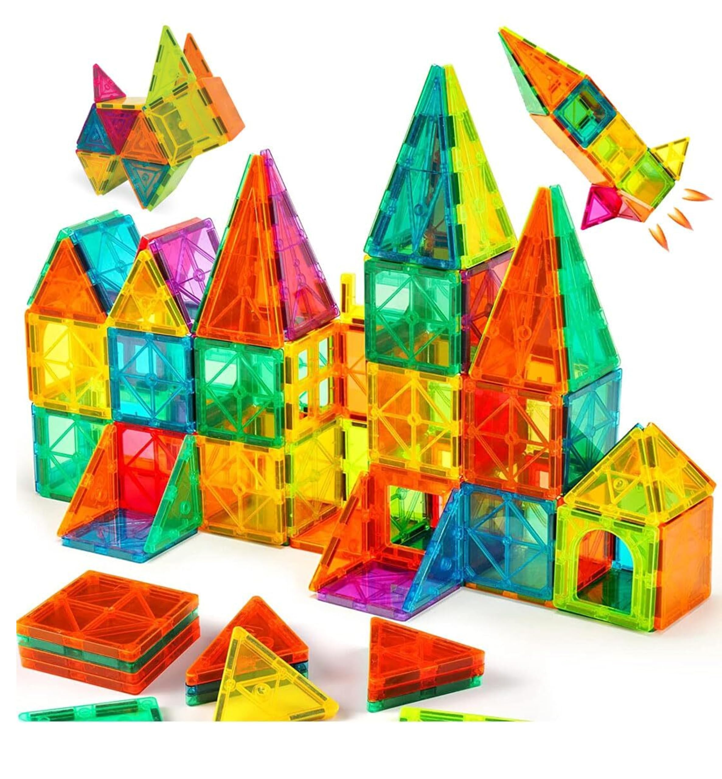 Magnetic Building Tiles Construction Set, STEM Educational Learning Toy, Creative Magnetic Building Blocks for Kids, Boys & Girls, Multicolor (Pack of 36)-image-10