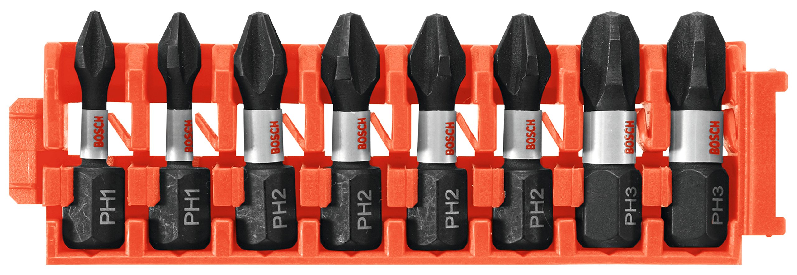 BOSCH CCSPHV108 8-Piece Assorted Set 1 in. Impact Tough Phillips Insert Bits with Clip for Custom Case System