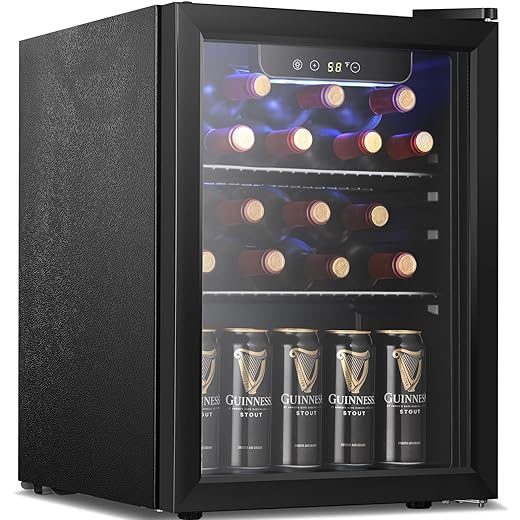 Antarctic Star Beverage Refrigerator Cooler 68 Can, Mini Fridge with Glass Door for Beer Drinks Wine,Freestanding Small Fridge with Electronic Temperature Control for Home and Bar,1.7 cu.ft