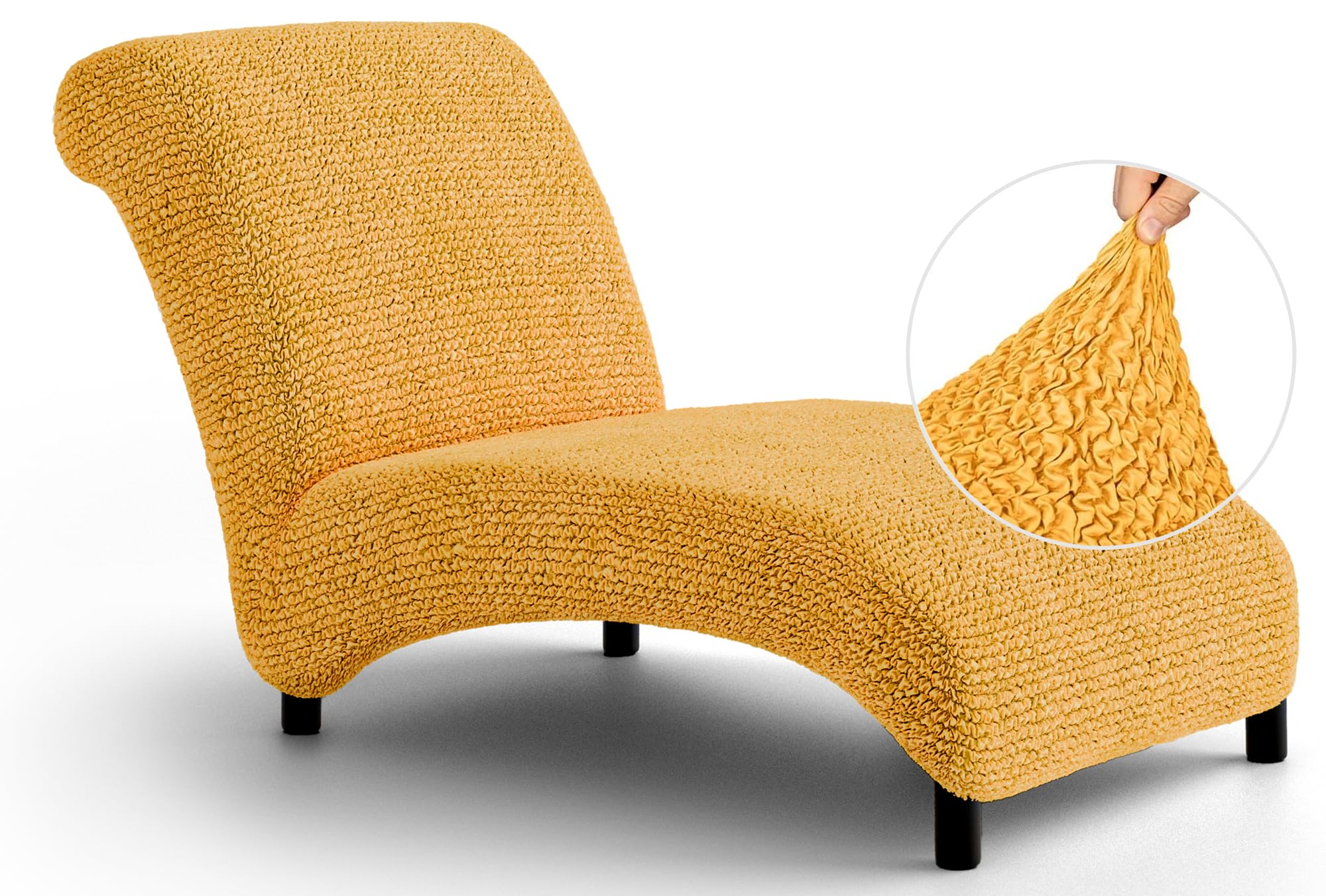 PAULATO BY GA.I.CO. Armless Chaise Lounge Slipcovers - 1-Piece Furniture Protector - Form Fit, Machine Washable -MicrofibraCollection - Mango Color