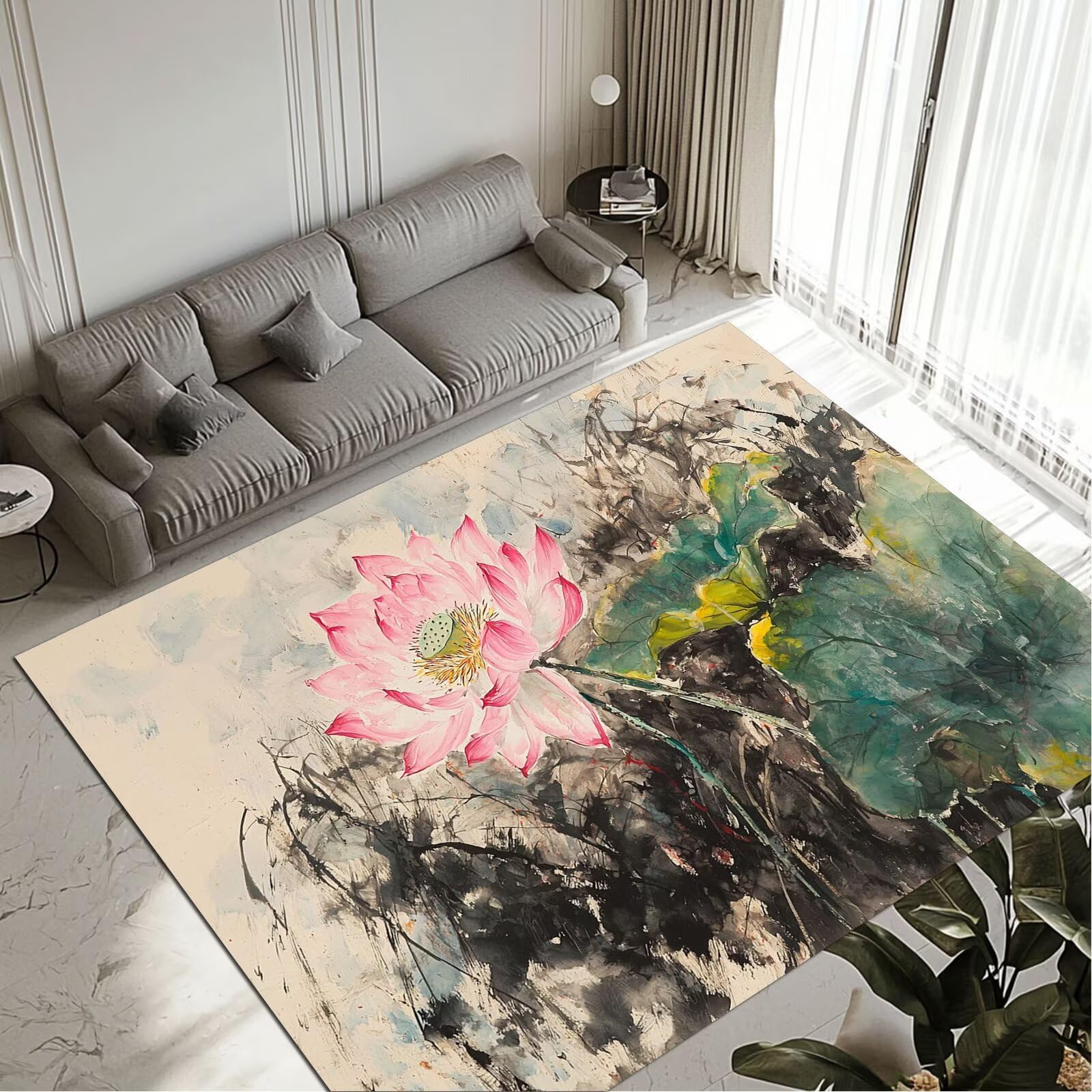 Tapis lotus de salon et cuisine 90x120 cm grand confort pour intérieur moderne