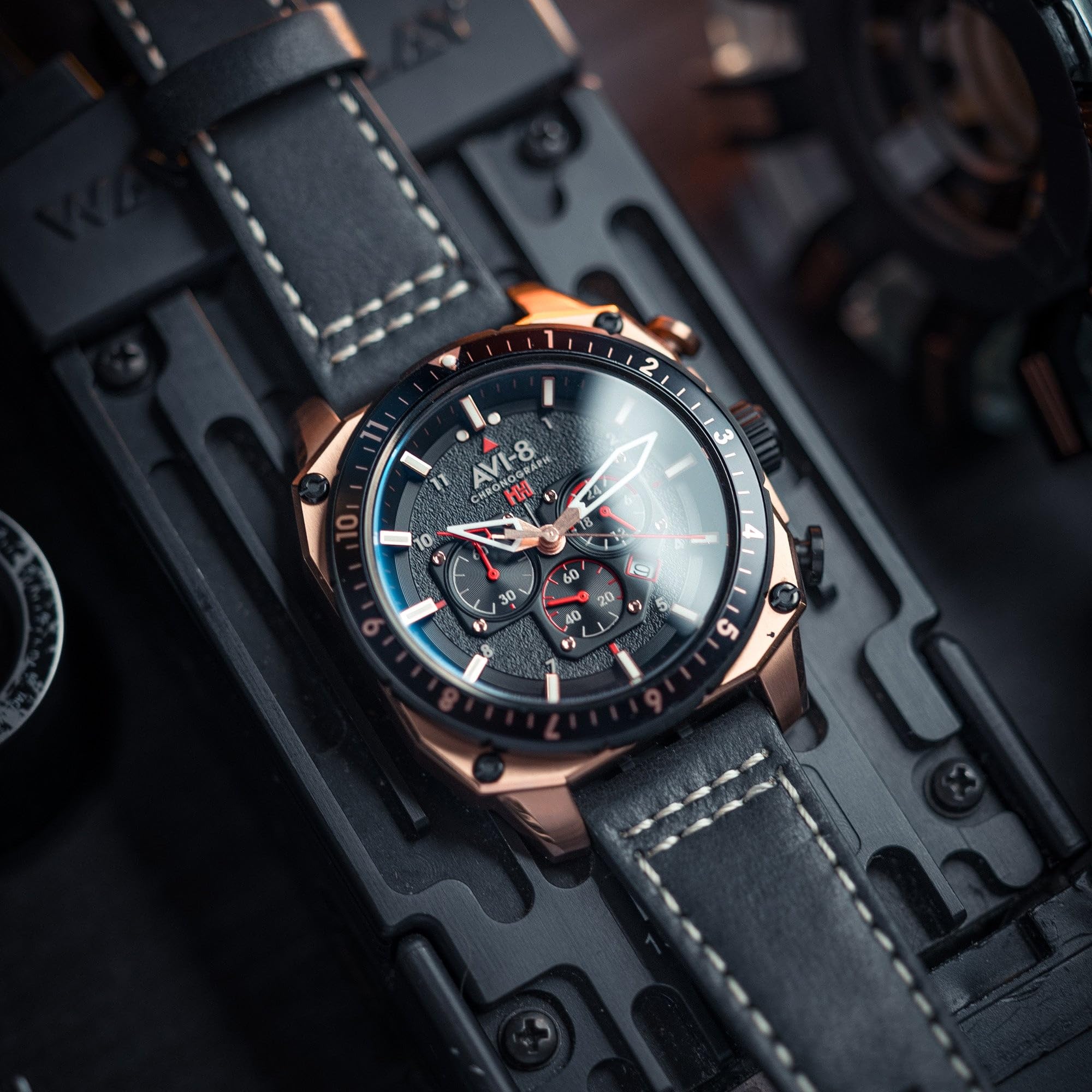 AVI-8 Hawker Hunter Atlas Dual Time Chronograph Jet Black