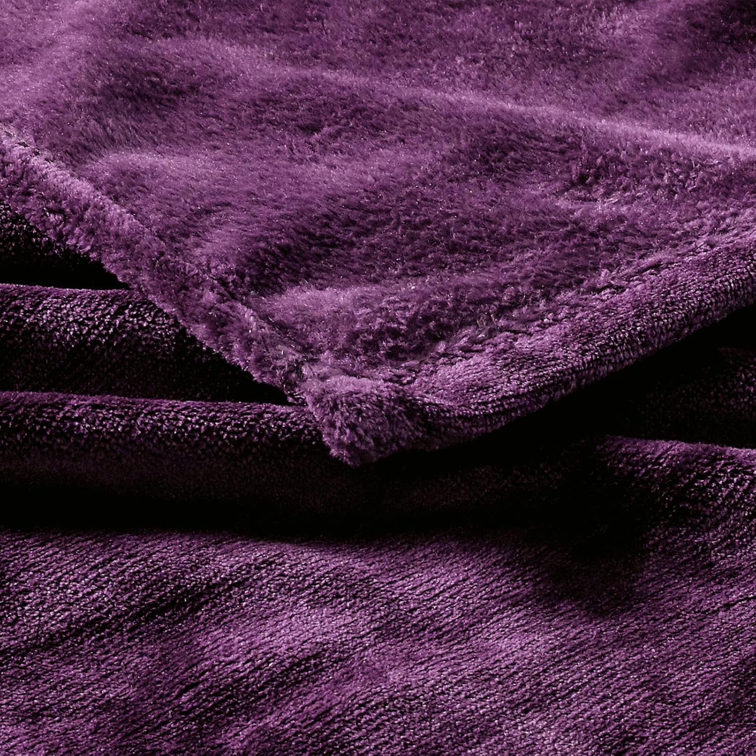 BOURINA Flannel Blanket Throw Lightweight Cozy Plush Microfiber Solid Fleece Blanket,Throw 50"x60" Purple - Image 6