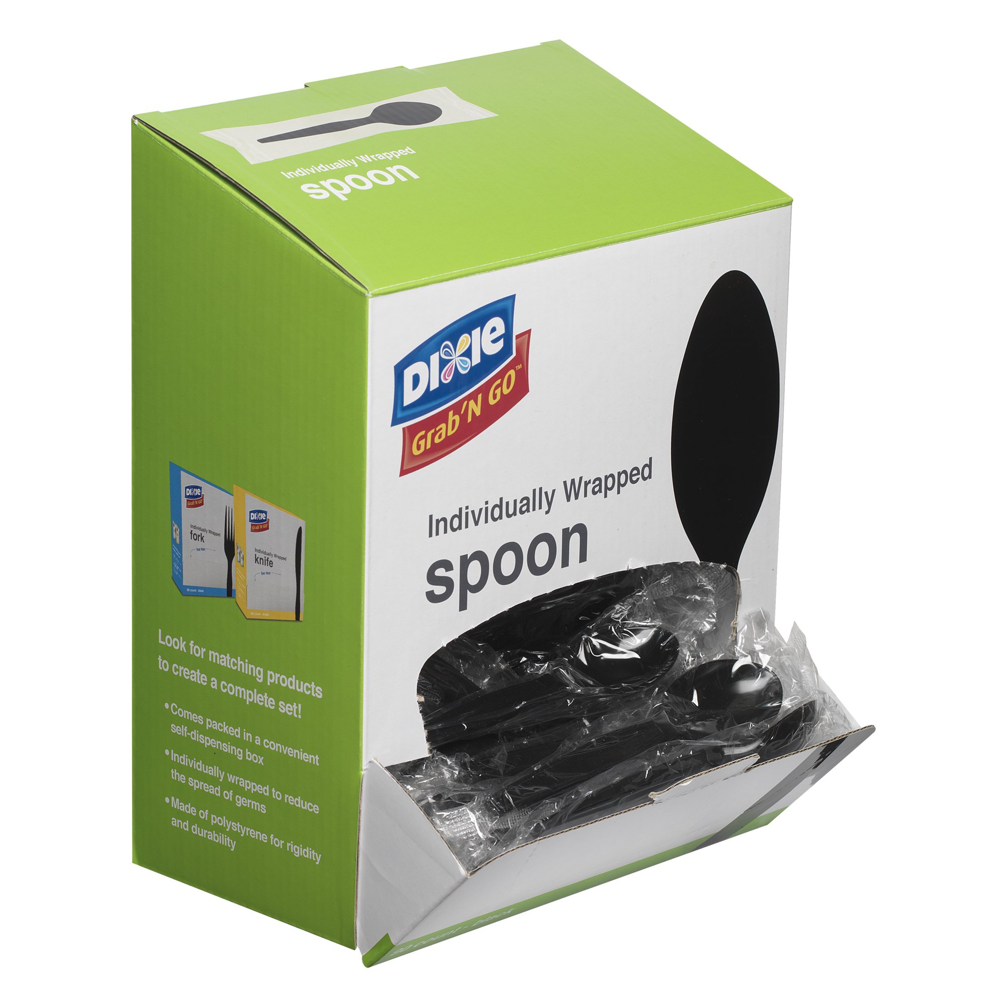 Georgia-Pacific Dixie Individually Wrapped 5.6" Medium-Weight Polystyrene Plastic Teaspoon by GP PRO (), Black, TM5W540, 540 Count (90 Spoons Per Box, 6 Boxes Per Case)