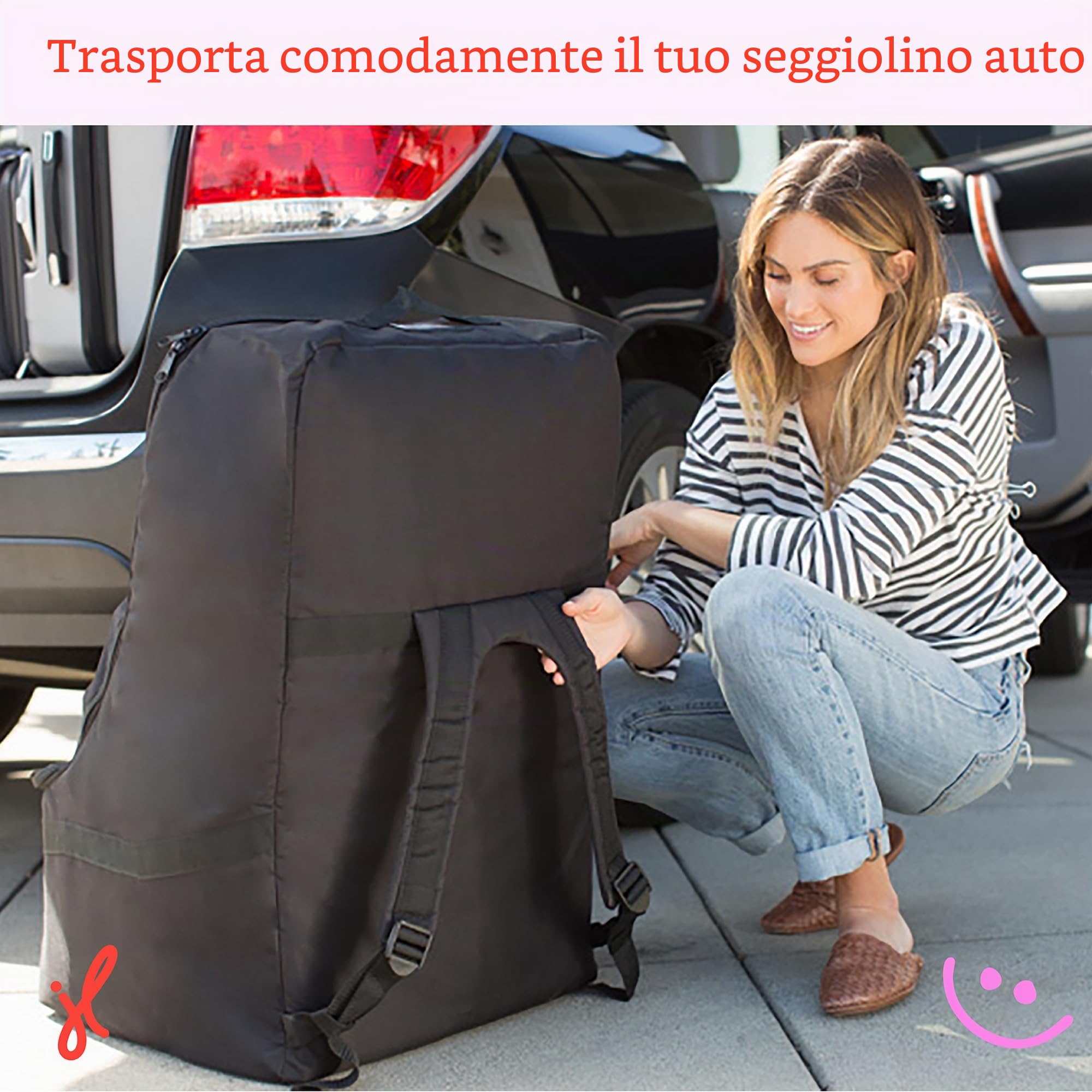 J.L. Childress Zaino imbottito per seggiolino auto – Borsa da viaggio per seggiolino auto per aereo, copertura adatta alla maggior parte dei marsupi e booster per neonati e bambini, accessori