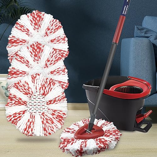 Miniatura 7 de Paquete de 3 cabezales de repuesto para trapeador O-Ceda Easy Wring Spin Mop, repuesto de mopa giratoria de microfibra, repuesto de cabezal de
