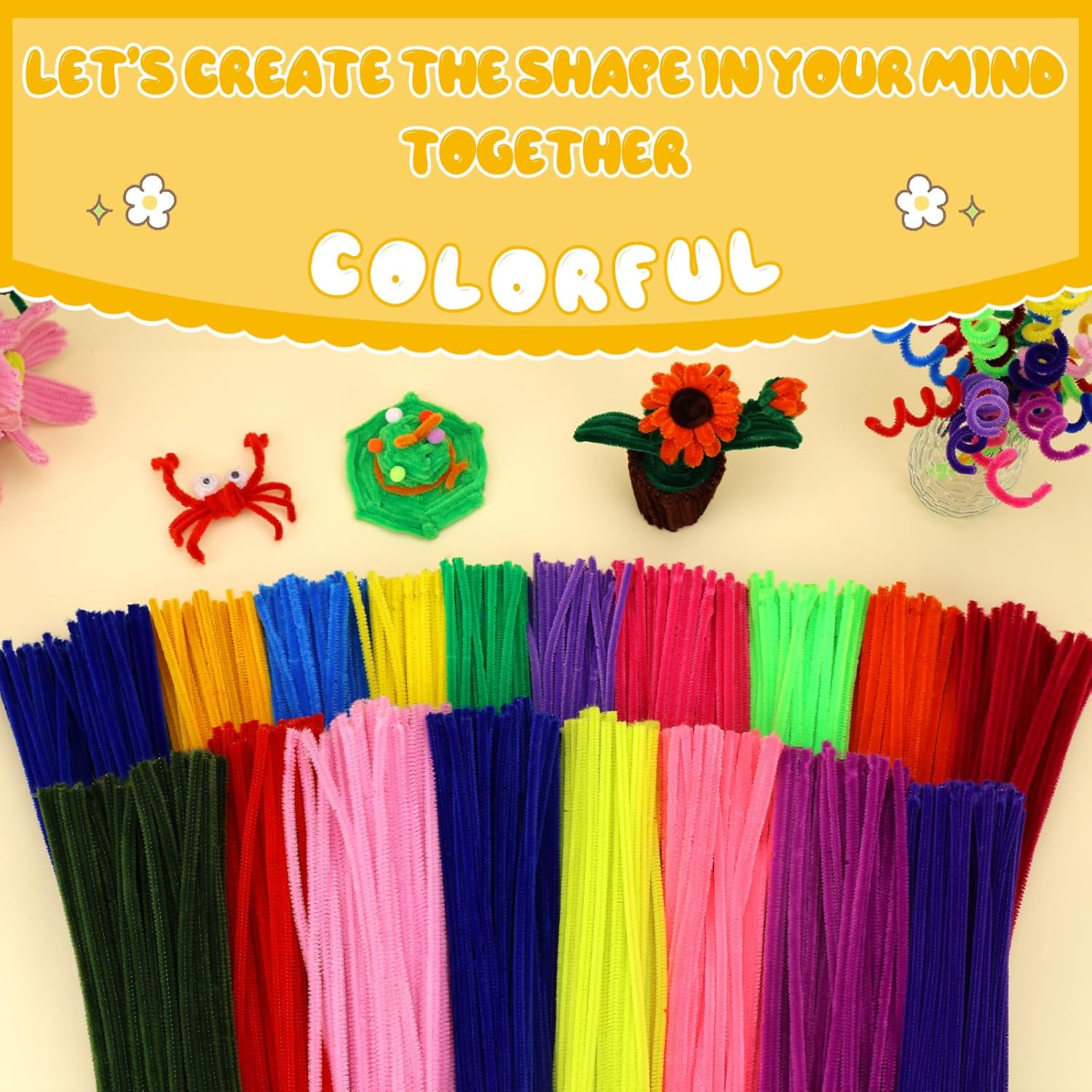 Hssugi 100PCS Pipe Cleaners, Light Golden Chenille Stems Craft Supplies image 4