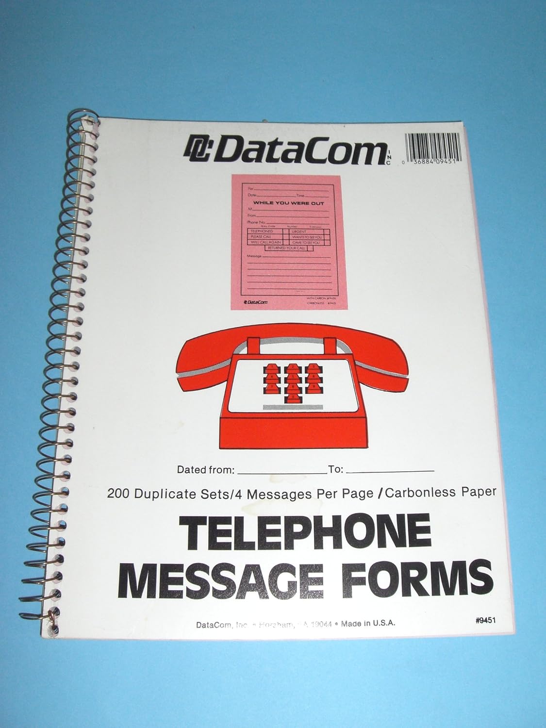 Telephone Message Forms, 200 Duplicate Sets, 4