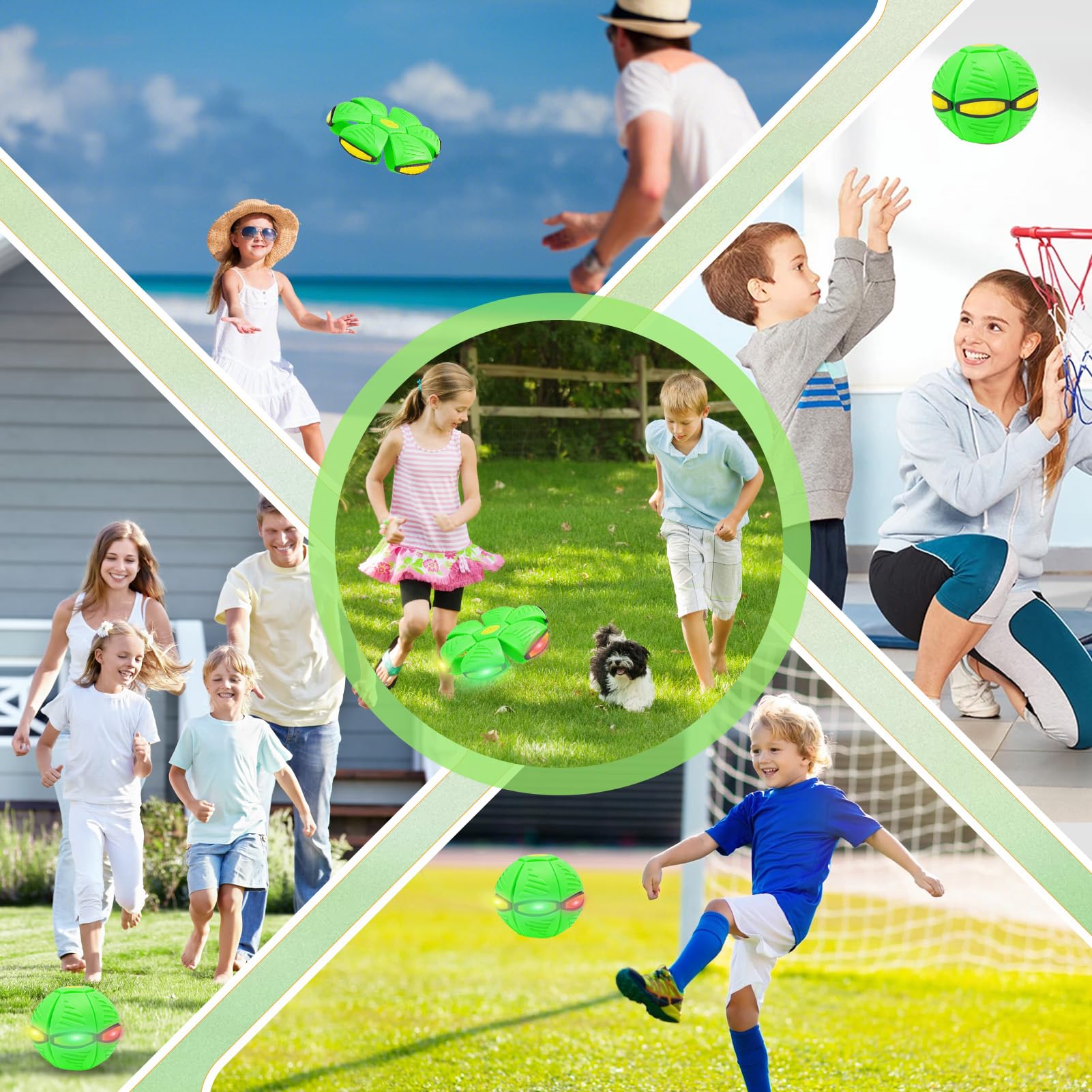 Platillo Volador mágico, Mini Frisbee Transformable en Balón, Flat Ball , Nueva Bola mágica de 2026 con 6 Luces, Bola Voladora, Pelota Voladora para Niños, Regalo Niño Innovador, Juguete para Perros