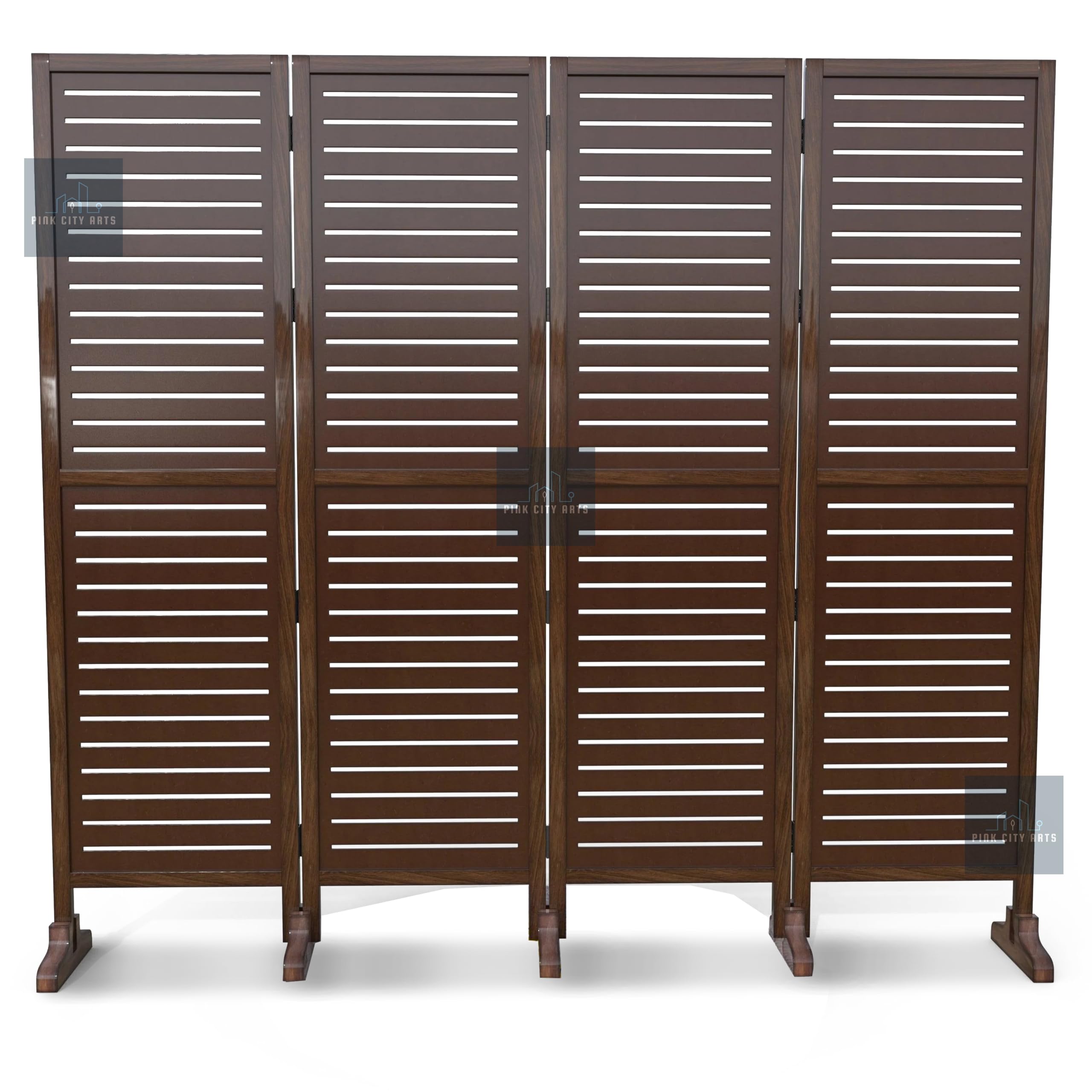 PINK CITY ARTS Mango Wooden Partition for Living Room | Room Divider for Office Panel | Wall Separator 6 Feet | Partitions and Dividers (4 Panel with Stand)-image-31