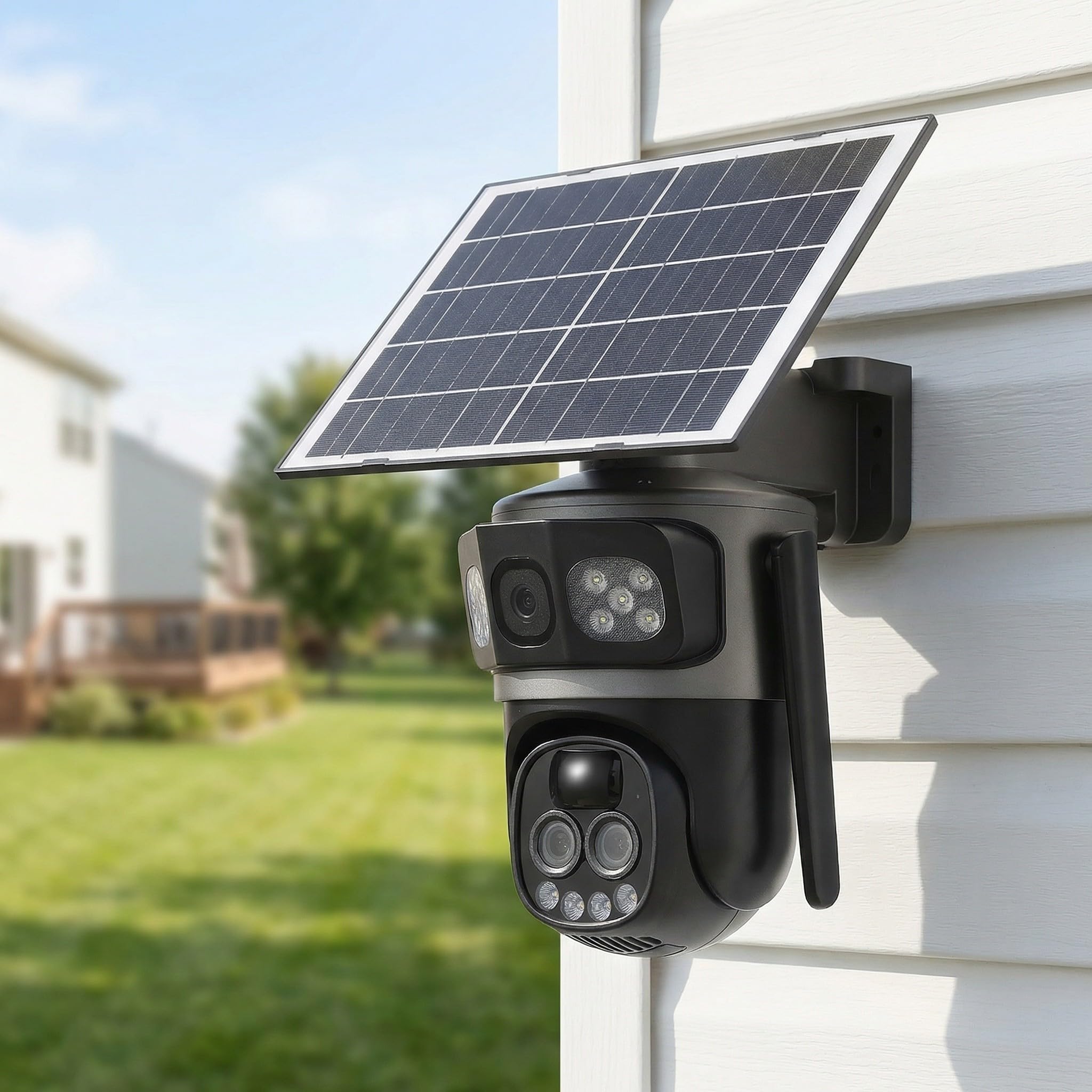 UKCOCO Telecamera di Sicurezza Solare Wifi per Esterni Ip66 con Sensore Pir