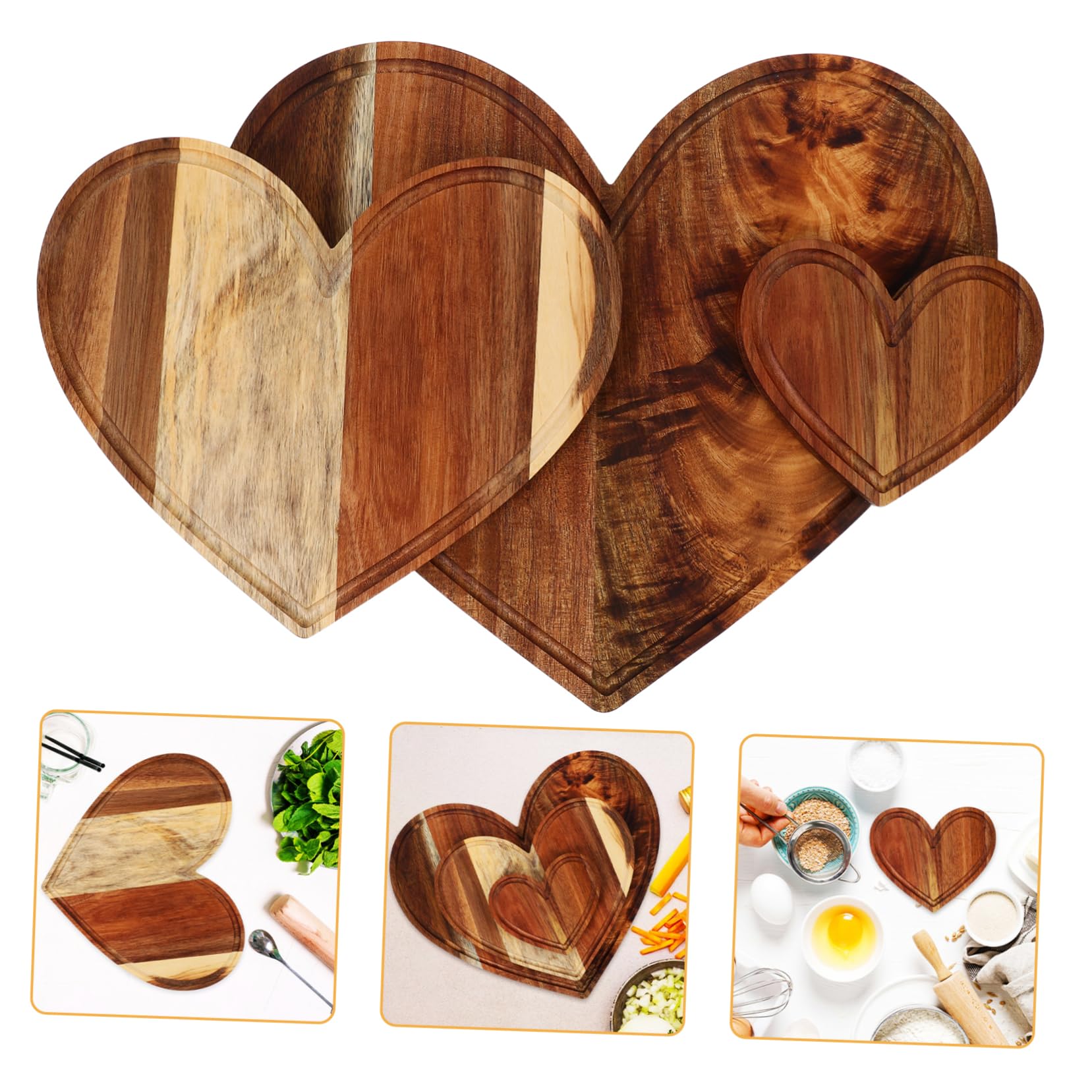 Gatuida 3 Pièces Plateau de Service Forme de Cœur pour Charcuterie Fruits et Fromages pour Mariages et Saint Valentin