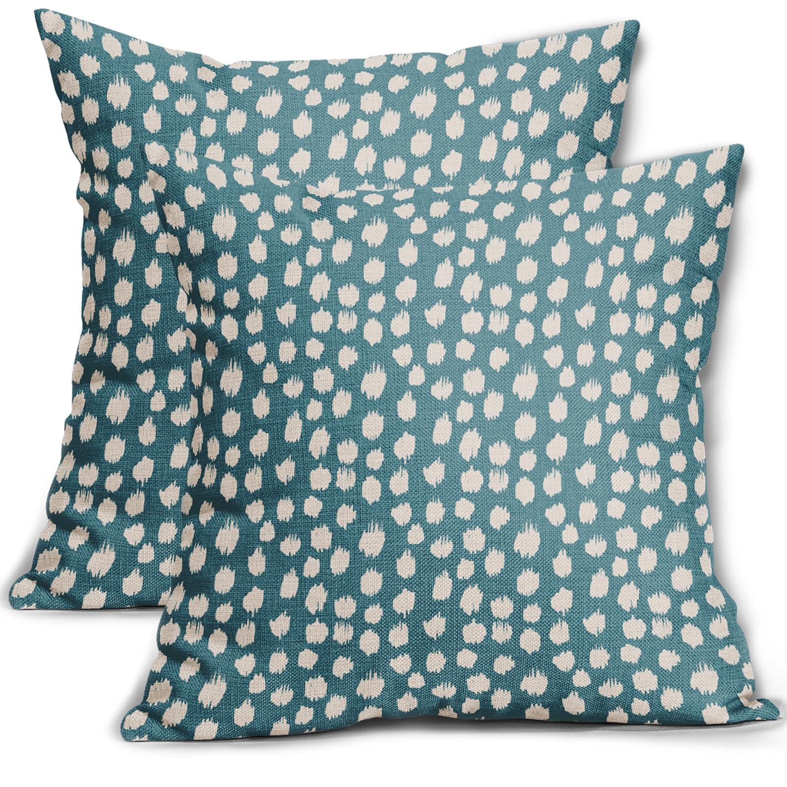 Sweetshow Aqua Cream Dots Pillow Covers 18x18 Set of 2 Boho Design Polka Dot Throw Pillows Modern Trendy Print Outdoor Decorative Pillowcase Square