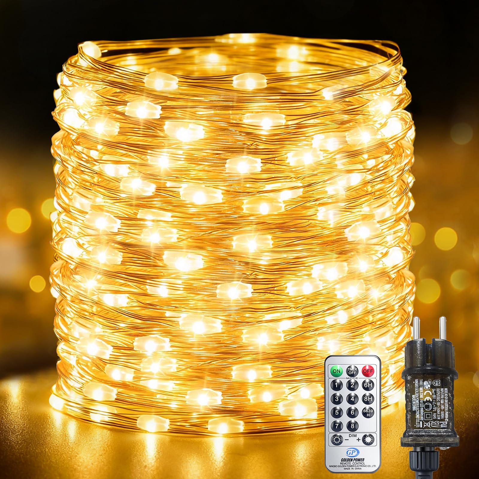 Bzavor 20M 200 LED Lichterkette Innen mit Stecker und Memory Funktion,Lichterketten Außen Strom aus Kupferdraht mit Timer 8 Modi,IP65 Wasserdicht für Weihnachten Zimmer Party Hochzeit Garten Deko