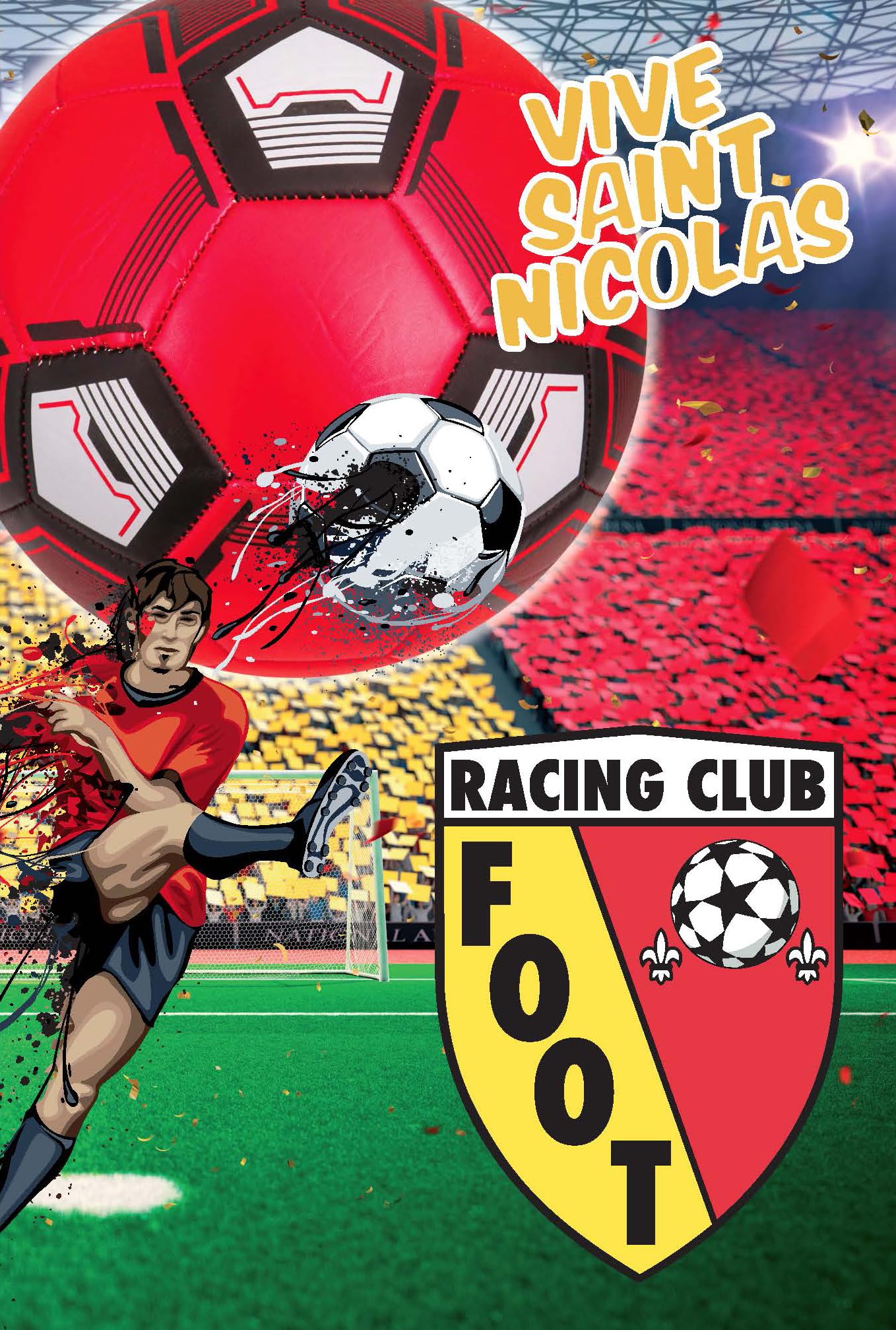 Grußkarte Zum Nikolaus (6. Dezember) – Lustiges Fußball-Design, 12 X 17,5 Cm, Mit Umschlag, Made In France