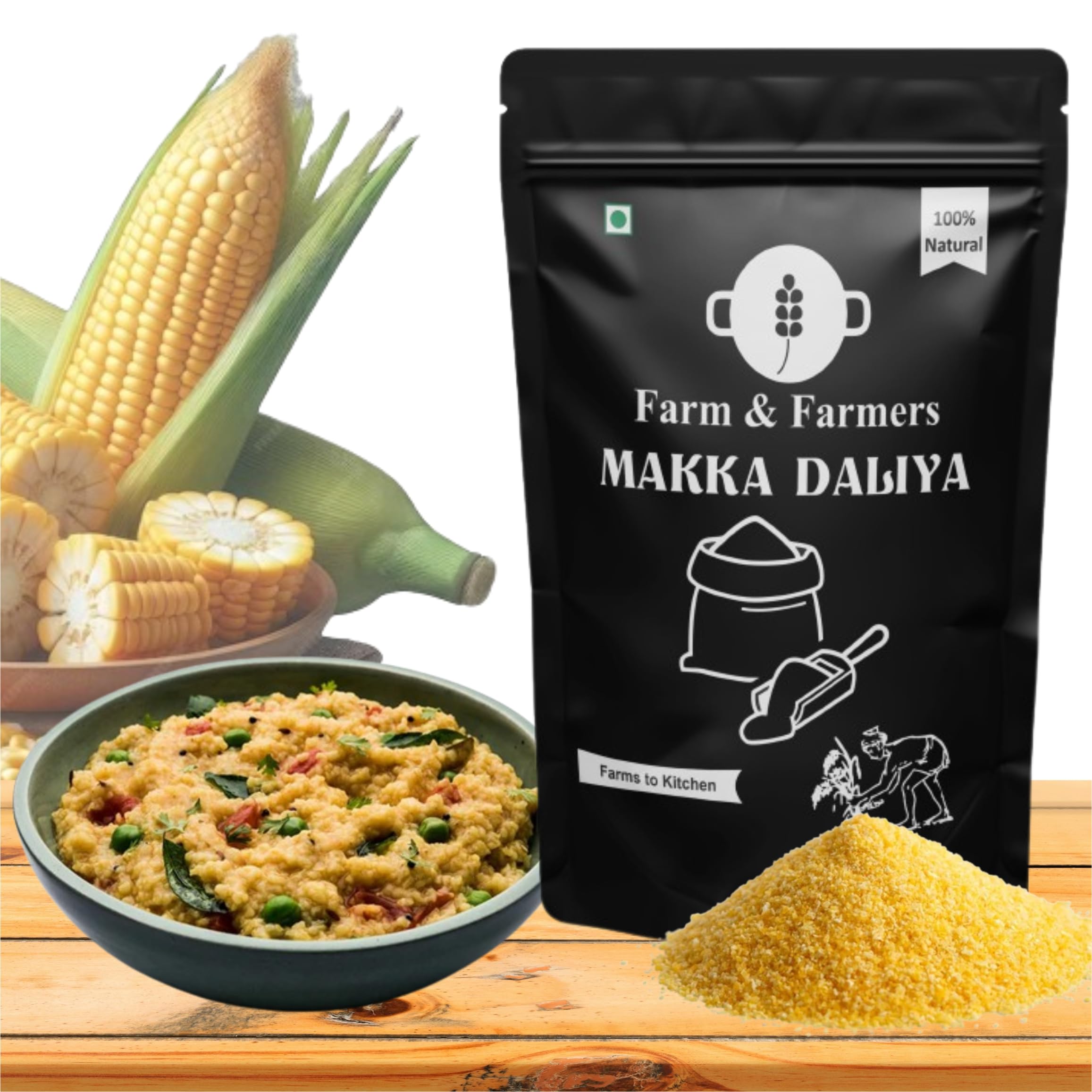 Farm & Farmers Maize Daliya | Corn Daliya | Makke Ka Daliya 5kg