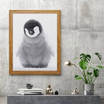 Amazon | ダイヤモンドアート キット 雪の中で昼寝する小さなペンギン