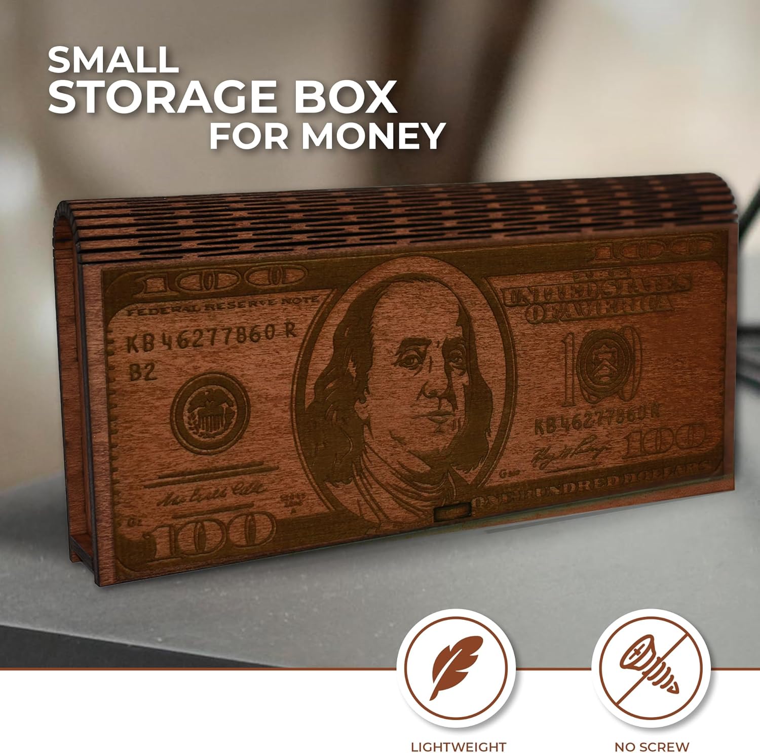 Money Gift Boxes for Cash Birthday - Wooden Box Money Holder, Engraved Wood Present Box for Wedding, Unique Gift Boxes for Cash Christmas, Anniversary, Graduation