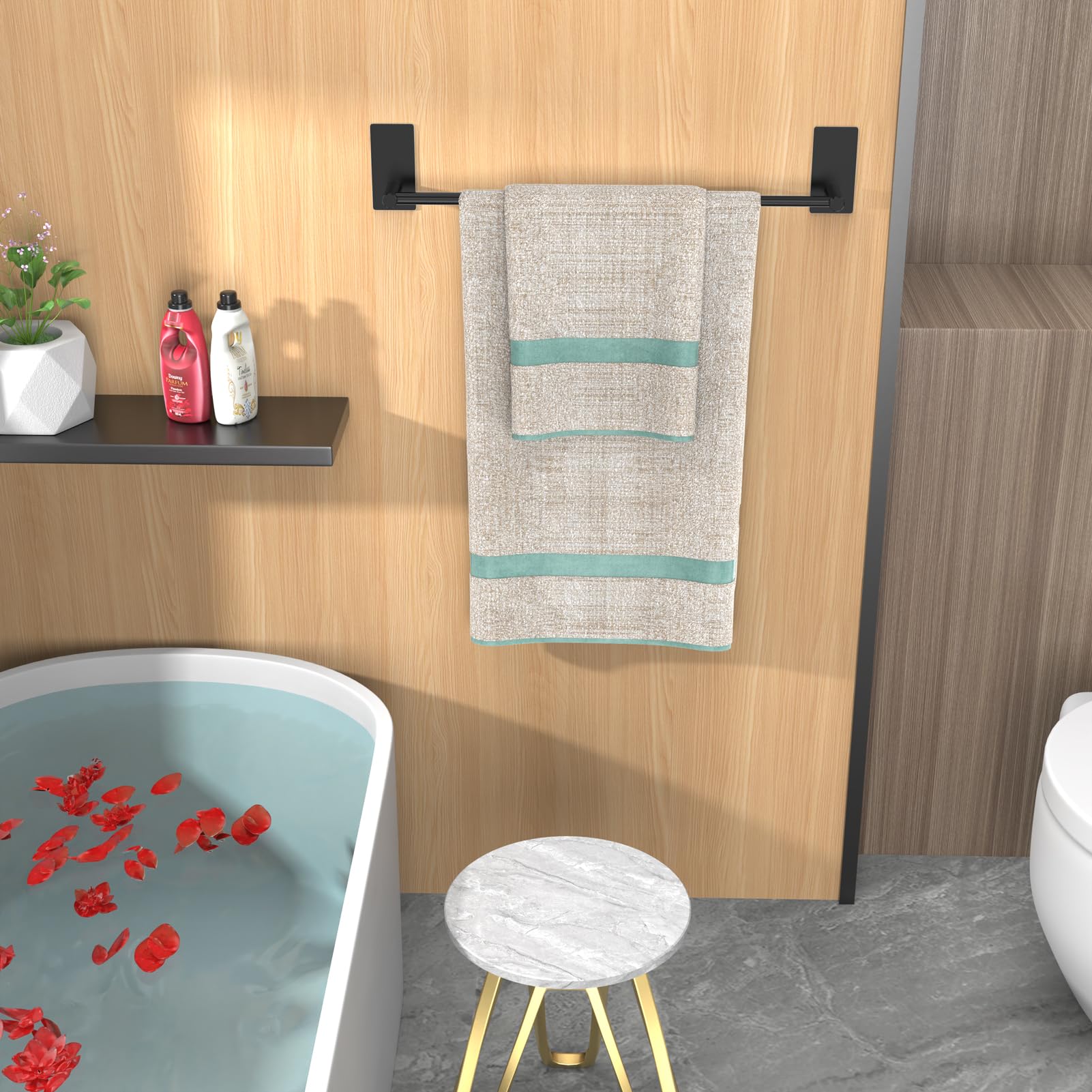 Toallero De Baño Adhesivo Sin Taladro - 24 Cm, Blanco, Resistente A La Humedad, Soporta Hasta 5 Kg