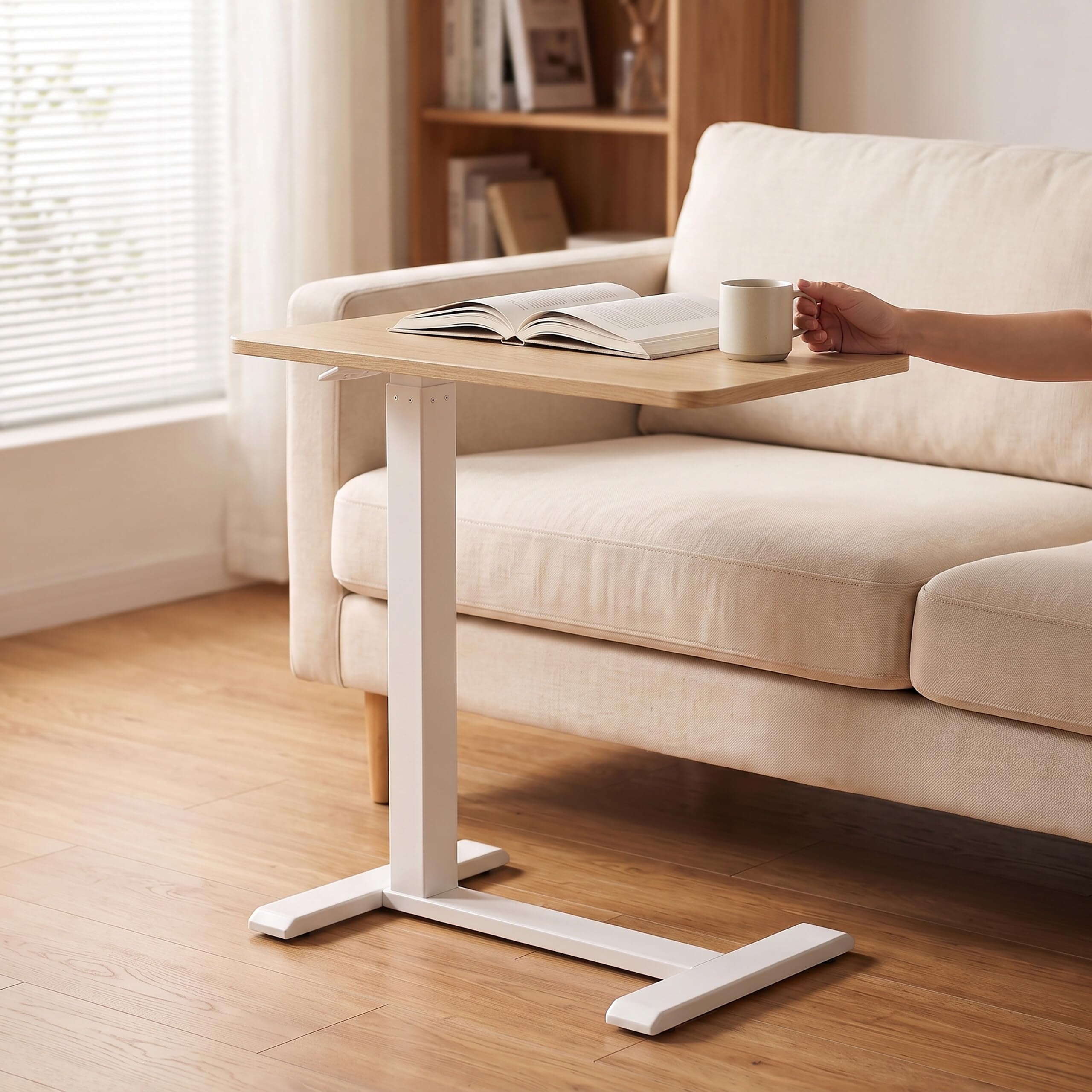 Biurko stojące Relaxdays, regulacja wysokości 66–100 cm, białe/naturalne