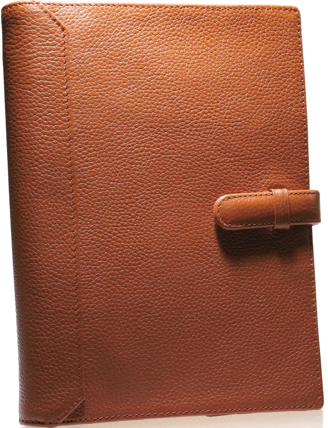 BLUE SINCERE Personal Organizer A5 Size Genuine Leather 6 Hole Ring Notebook Cover Cowhide Vegetable Tanned Leather Binder Pen Holder with Card Pocket / Systemy2 System 2 STC2 (Retro Camel)