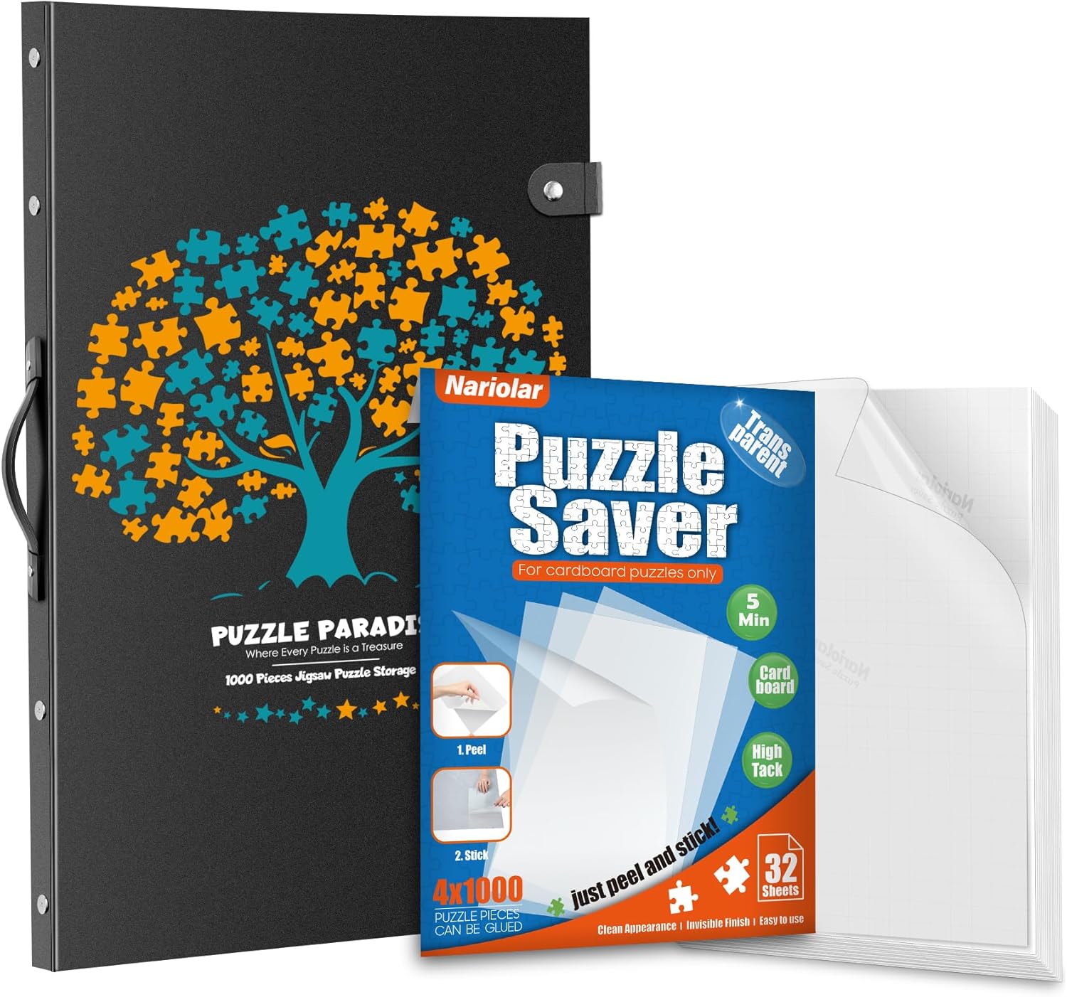 32 Transparent Puzzle Glue Sheets with Puzzle Storage Folder for 1000 Pieces with 24 Sheets/48 Puzzles