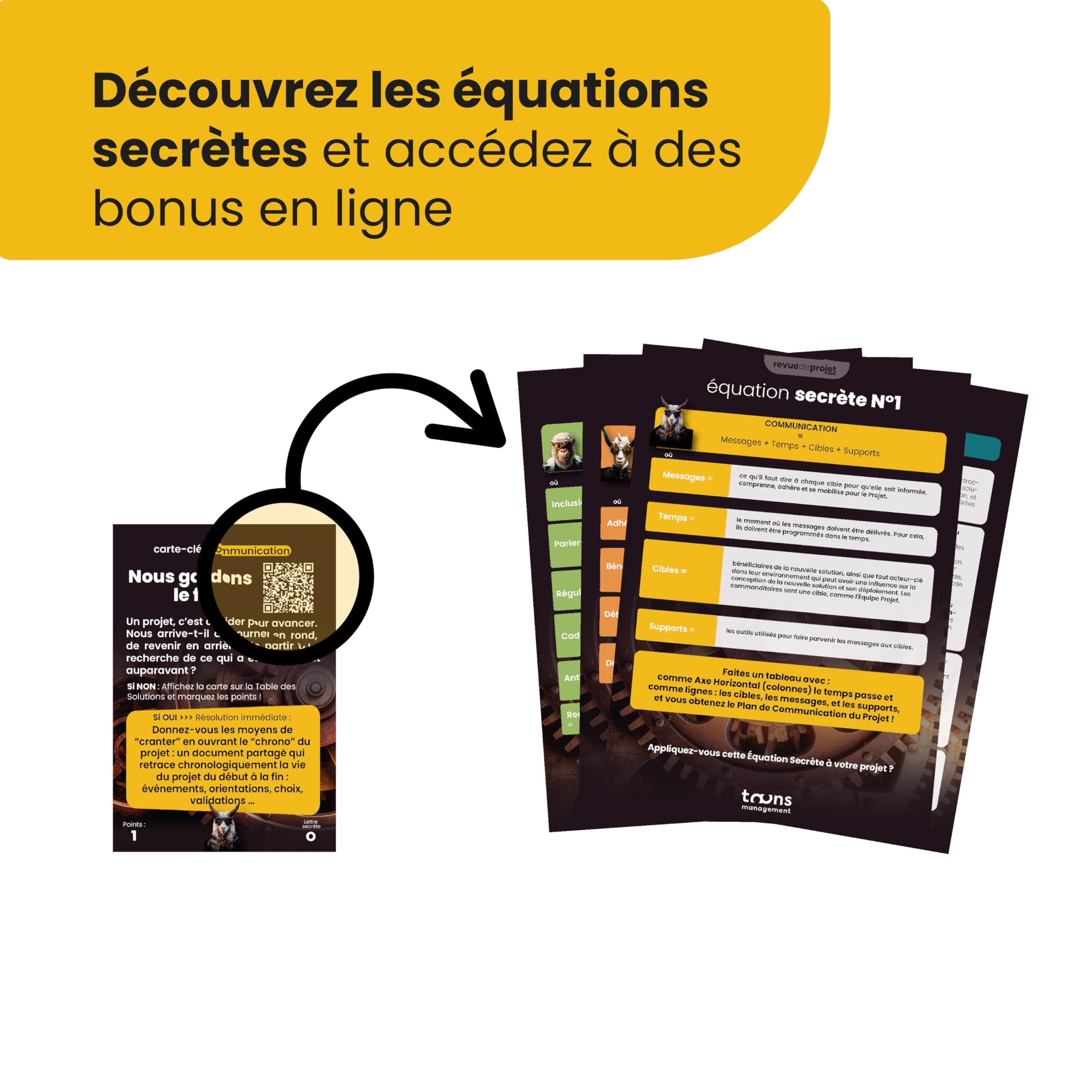 Jeu Revue de projet© | 64 cartes pour réussir vos réunions de pilotage | Structuration & décisions claires en 15 min | Outil de gestion de projet collaboratif et management d’équipe
