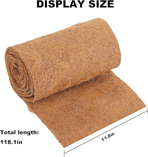 Miniatura 4 de EATAKWARD Tapete de coco de 120 x 12 pulgadas, rollo de fibra de coco, rollo de revestimiento de coco natural y coco, forros gruesos de coco para