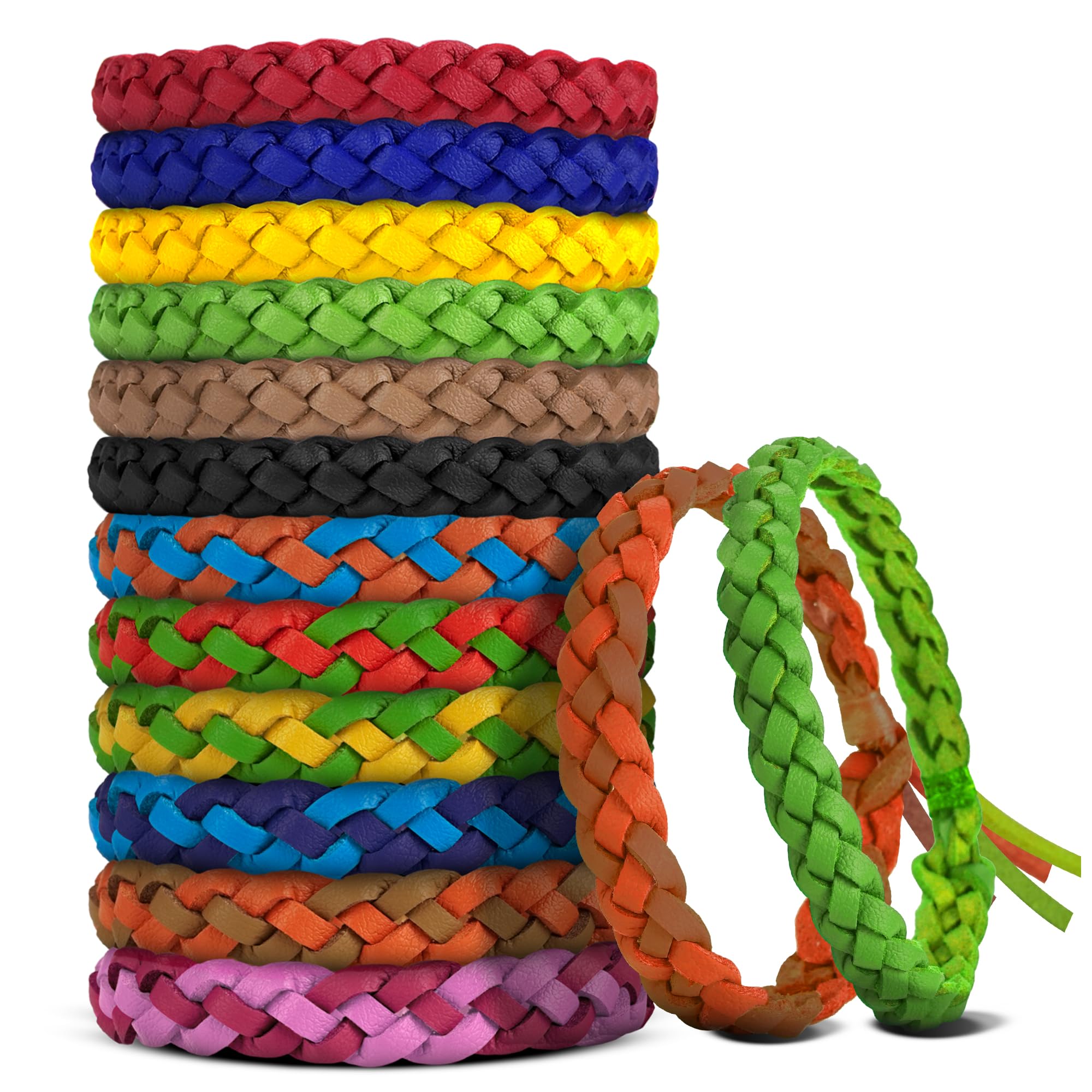 36 Pack Mosquito Repellent Bracelets, DEET-Free Natural Bands, PU Leather Insect & Bug Repellent Wrist Bands for Kids & Adults, Individually Wrapped