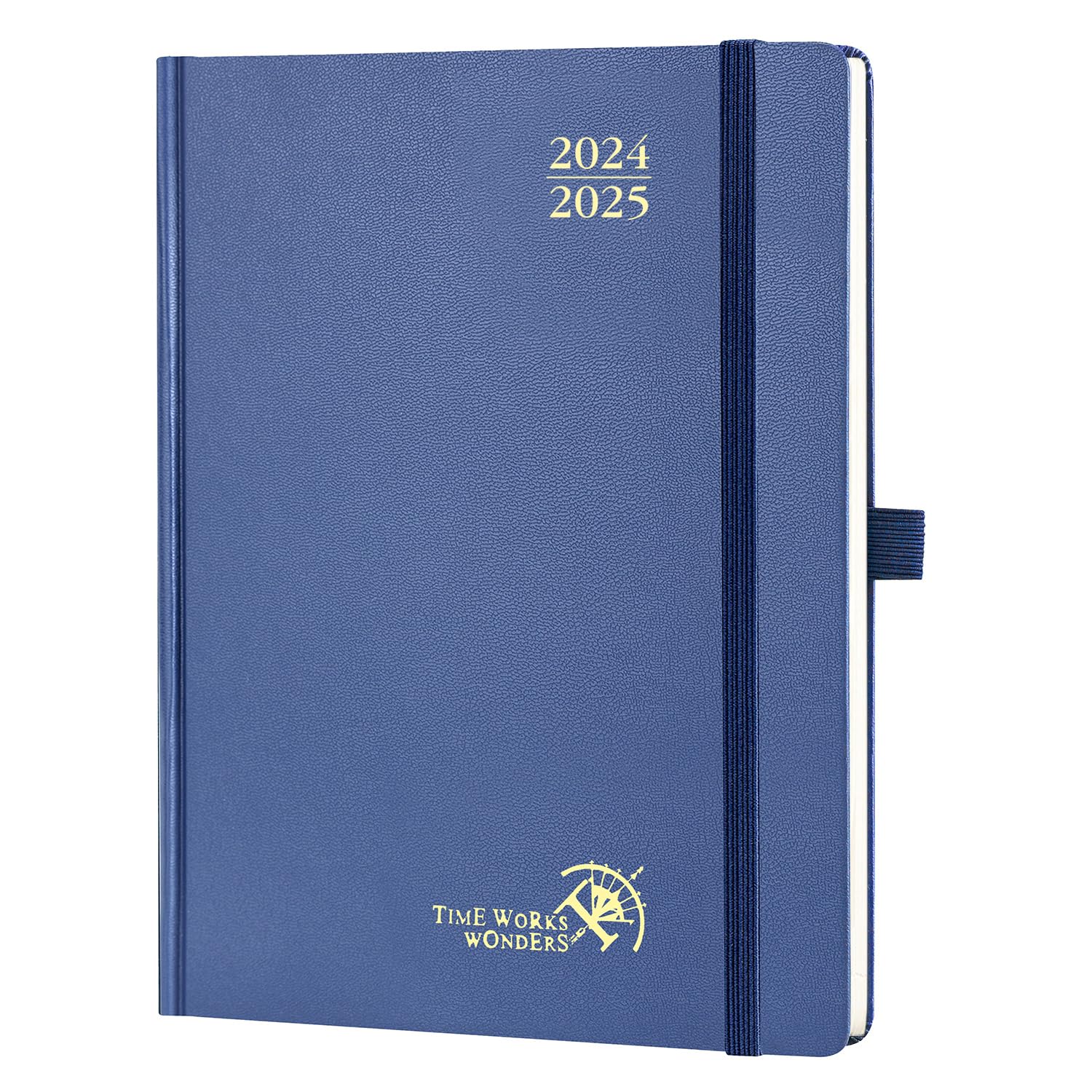 POPRUN Agenda 2024 2025 Semana Vista 22 x 16,5 cm, Tapa Dura Agenda Escolar 17 Meses Semanal de Ago.2024 a Dic.2025, Esquina de Arranque Fácil, 80 GSM Papel, Azul Marino