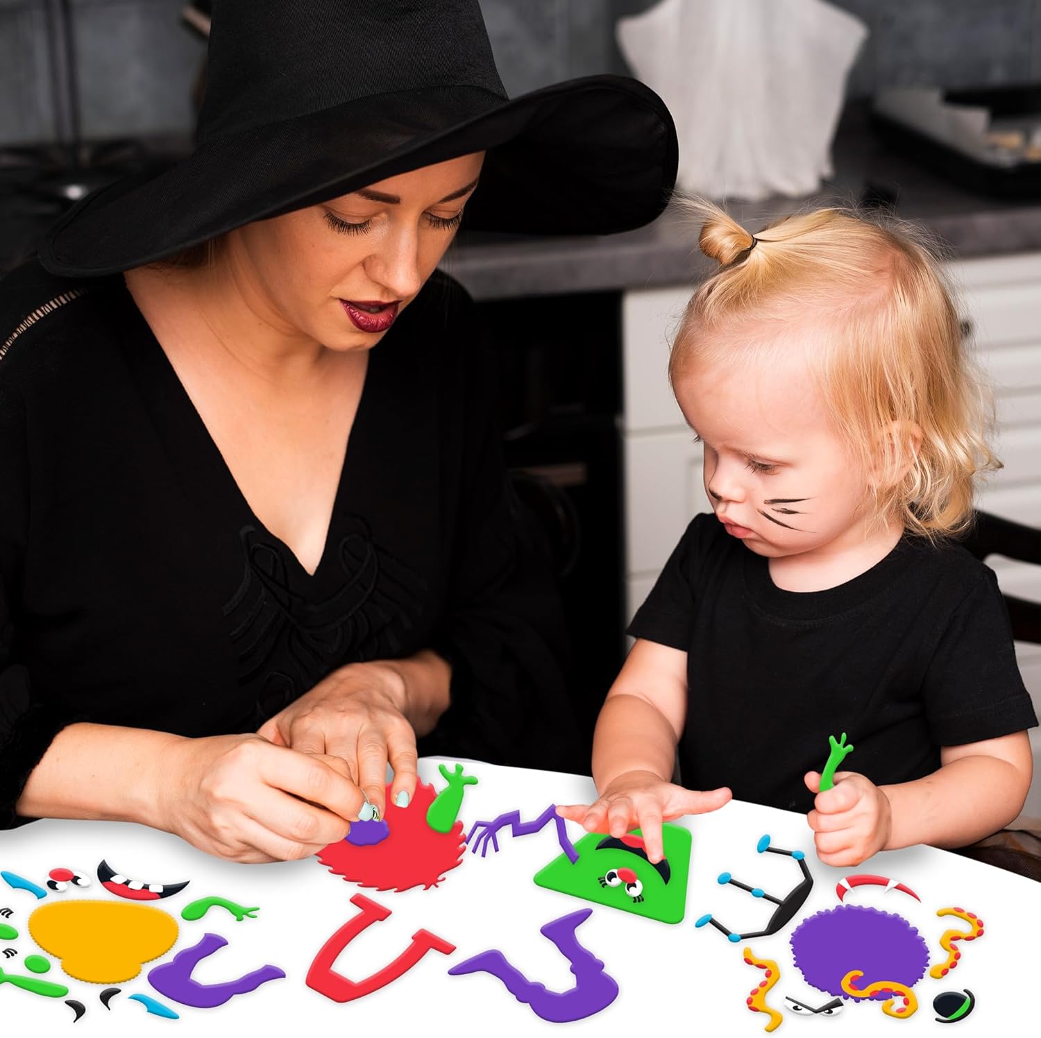 ArtCreativity DIY Halloween Monster Craft Kit – 12 Sets – Self-Adhesive Foam Crafts for Kids – No-Glue, Mess-Free Arts & Crafts – Fun Classroom Activity & Halloween Party Favor